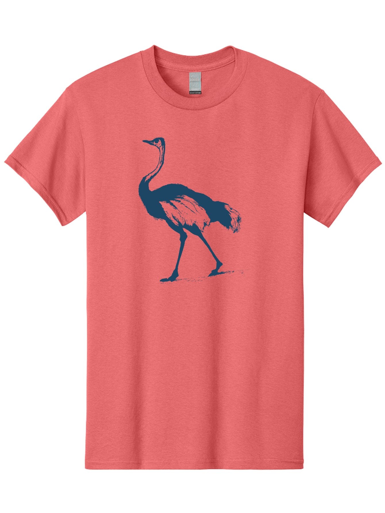 Ostrich Wildlife Men'S Graphic Tee, 100% Cotton, Comfortable Casual Summer Wear, Machine Washable, Ostrich Silhouette, Large Bird, Long Neck, Walking Pose, Dark Blue Illustration, Wildlife, Birdwatching, Nature Lover, Animal Art, Aae570 9