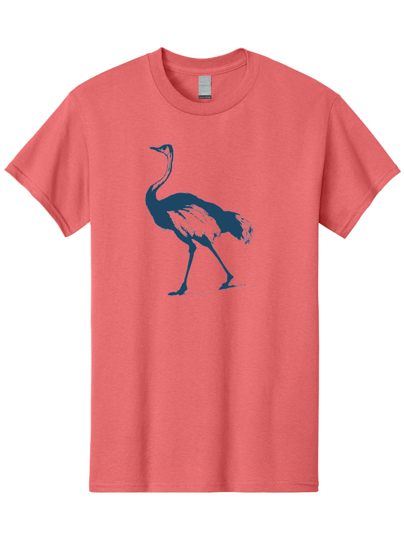 Ostrich Wildlife Men'S Graphic Tee, 100% Cotton, Comfortable Casual Summer Wear, Machine Washable, Ostrich Silhouette, Large Bird, Long Neck, Walking Pose, Dark Blue Illustration, Wildlife, Birdwatching, Nature Lover, Animal Art, Aae570 21