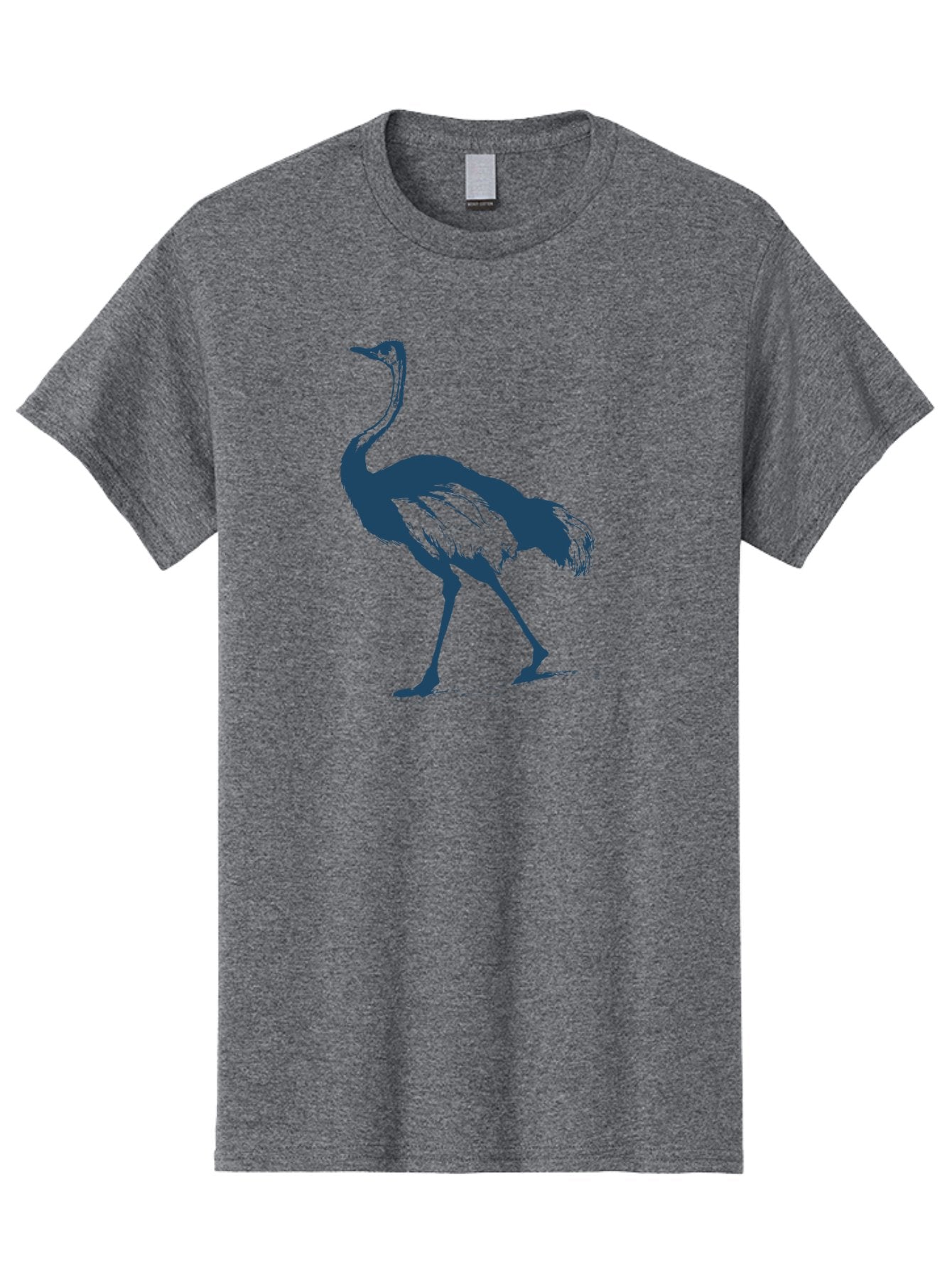 Ostrich Wildlife Men'S Graphic Tee, 100% Cotton, Comfortable Casual Summer Wear, Machine Washable, Ostrich Silhouette, Large Bird, Long Neck, Walking Pose, Dark Blue Illustration, Wildlife, Birdwatching, Nature Lover, Animal Art, Aae570 10