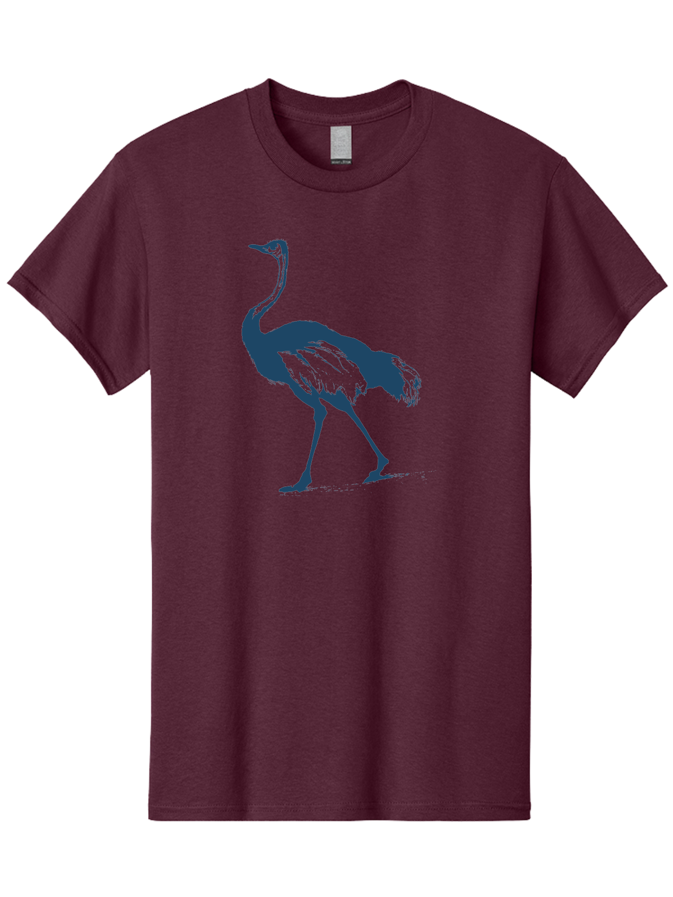 Ostrich Wildlife Men'S Graphic Tee, 100% Cotton, Comfortable Casual Summer Wear, Machine Washable, Ostrich Silhouette, Large Bird, Long Neck, Walking Pose, Dark Blue Illustration, Wildlife, Birdwatching, Nature Lover, Animal Art, Aae570 7