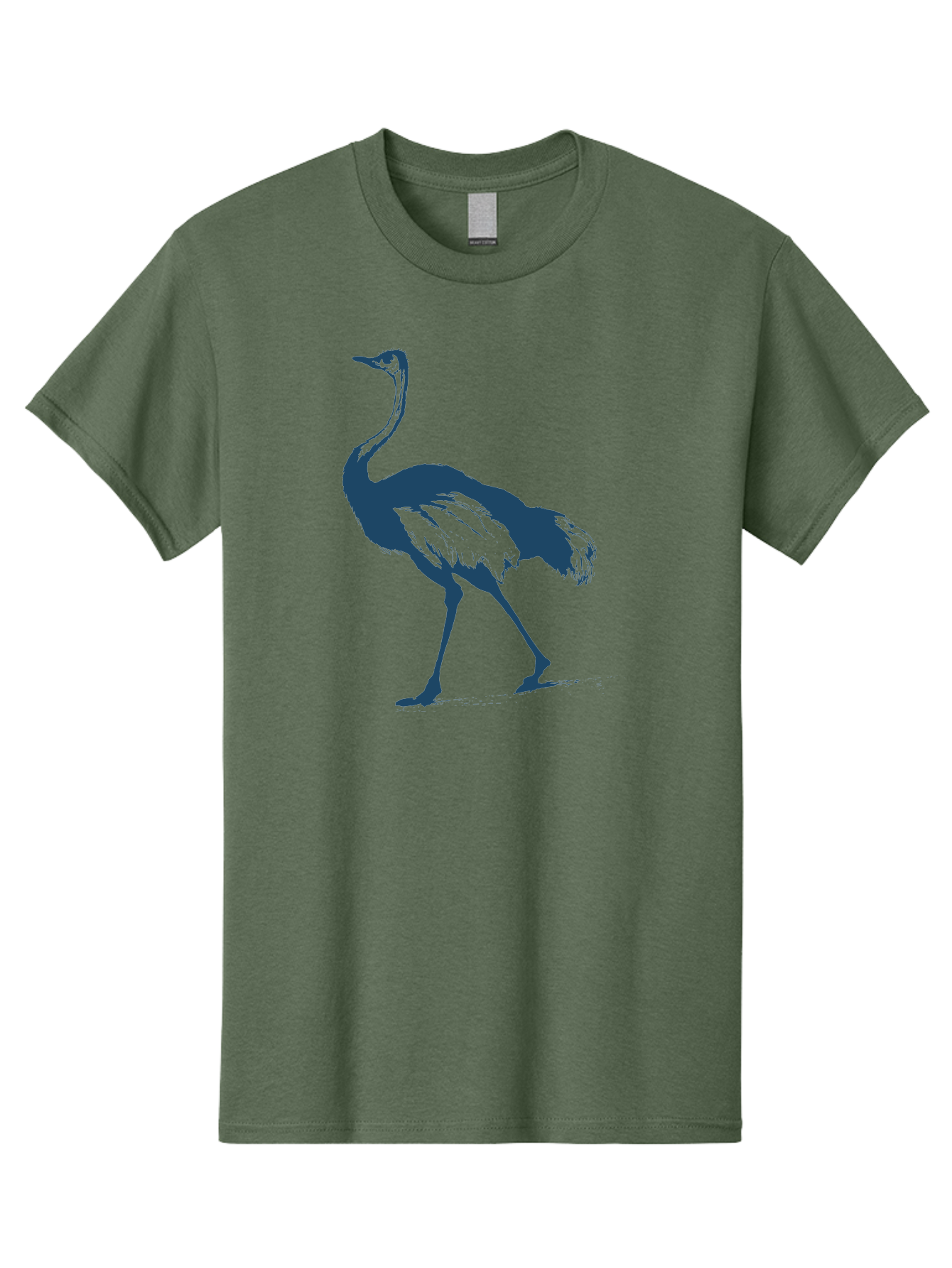 Ostrich Wildlife Men'S Graphic Tee, 100% Cotton, Comfortable Casual Summer Wear, Machine Washable, Ostrich Silhouette, Large Bird, Long Neck, Walking Pose, Dark Blue Illustration, Wildlife, Birdwatching, Nature Lover, Animal Art, Aae570 5