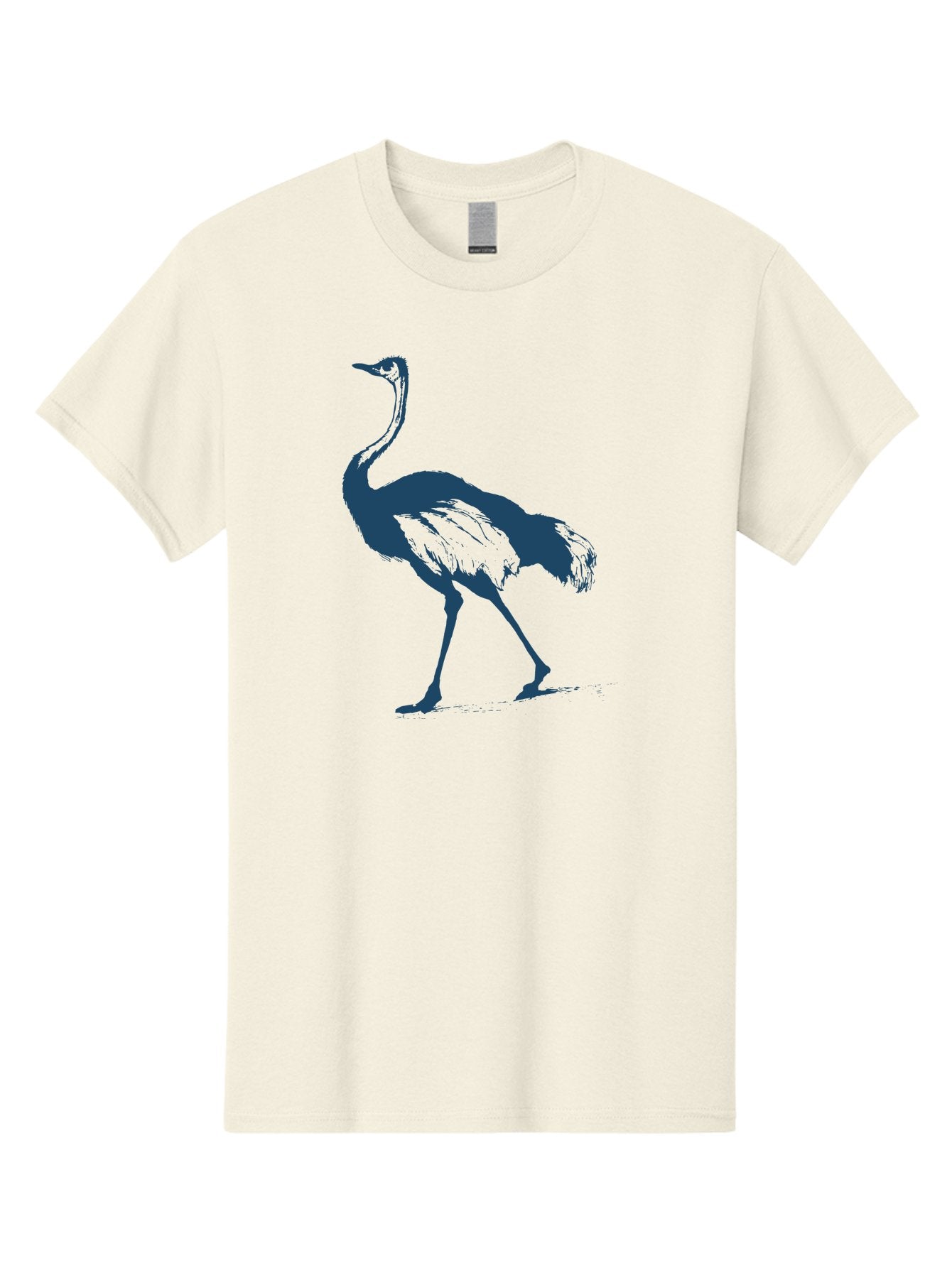 Ostrich Wildlife Men'S Graphic Tee, 100% Cotton, Comfortable Casual Summer Wear, Machine Washable, Ostrich Silhouette, Large Bird, Long Neck, Walking Pose, Dark Blue Illustration, Wildlife, Birdwatching, Nature Lover, Animal Art, Aae570 6
