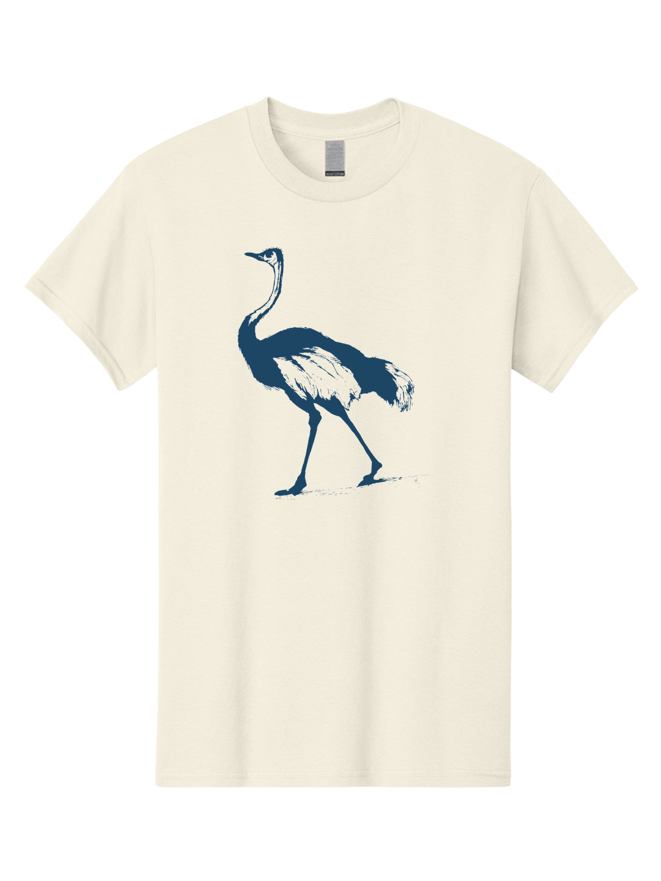 Ostrich Wildlife Men'S Graphic Tee, 100% Cotton, Comfortable Casual Summer Wear, Machine Washable, Ostrich Silhouette, Large Bird, Long Neck, Walking Pose, Dark Blue Illustration, Wildlife, Birdwatching, Nature Lover, Animal Art, Aae570 25