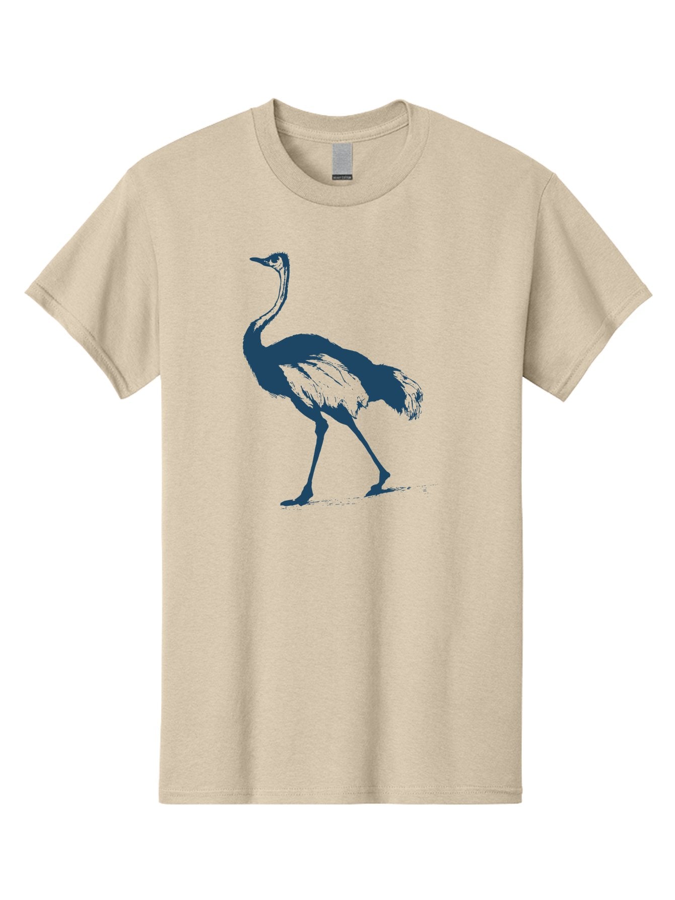 Ostrich Wildlife Men'S Graphic Tee, 100% Cotton, Comfortable Casual Summer Wear, Machine Washable, Ostrich Silhouette, Large Bird, Long Neck, Walking Pose, Dark Blue Illustration, Wildlife, Birdwatching, Nature Lover, Animal Art, Aae570 3