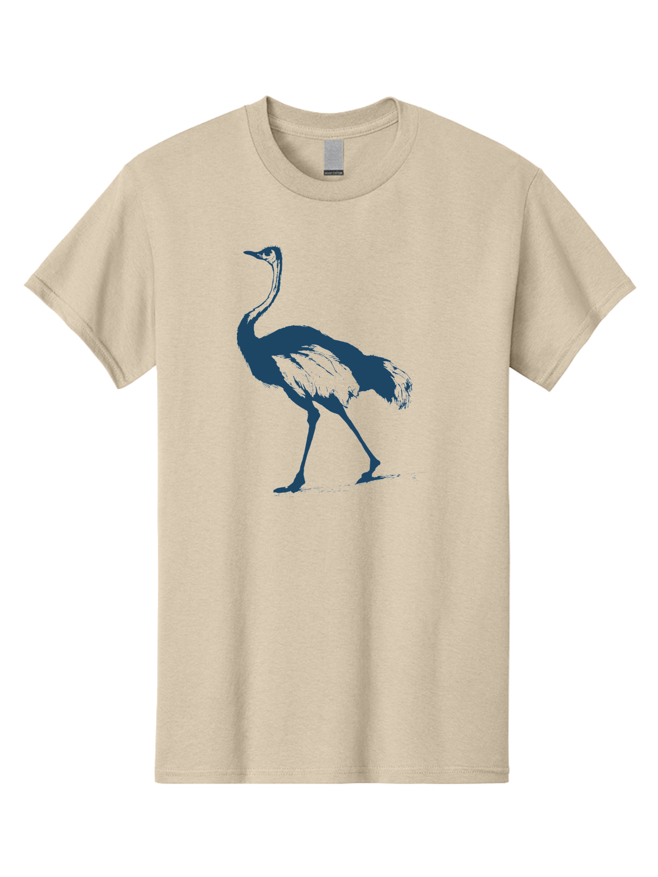 Ostrich Wildlife Men'S Graphic Tee, 100% Cotton, Comfortable Casual Summer Wear, Machine Washable, Ostrich Silhouette, Large Bird, Long Neck, Walking Pose, Dark Blue Illustration, Wildlife, Birdwatching, Nature Lover, Animal Art, Aae570 13