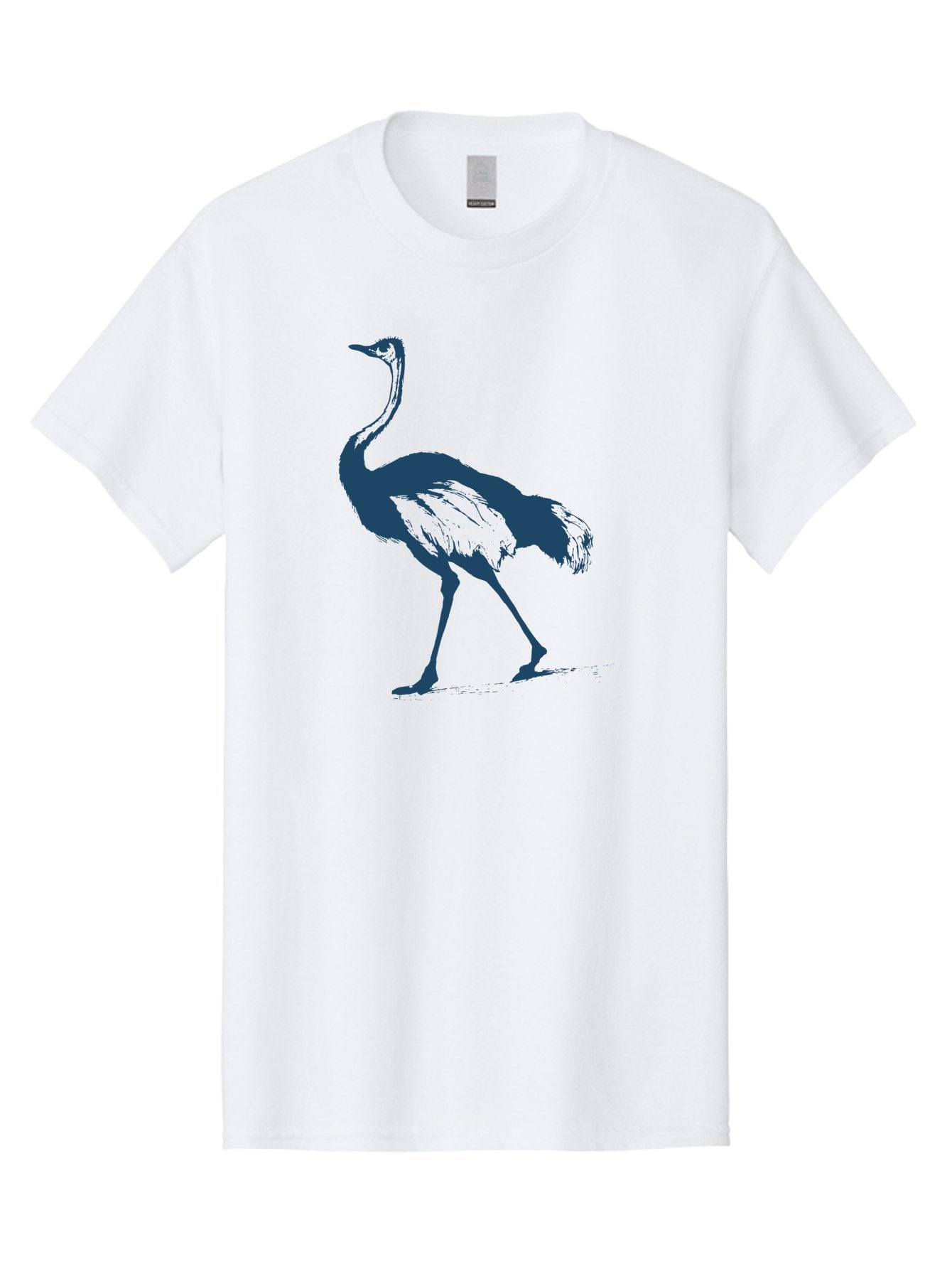 Ostrich Wildlife Men'S Graphic Tee, 100% Cotton, Comfortable Casual Summer Wear, Machine Washable, Ostrich Silhouette, Large Bird, Long Neck, Walking Pose, Dark Blue Illustration, Wildlife, Birdwatching, Nature Lover, Animal Art, Aae570 7