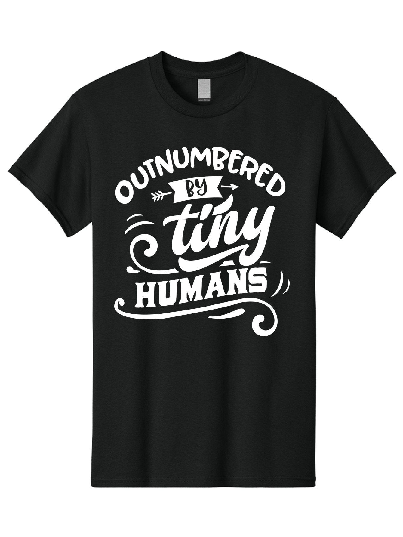 Outnumbered By Tiny Humans White Men'S Graphic Tee, 100% Cotton, Comfortable Casual Summer Wear, Machine Washable, Outnumbered By Tiny Humans, Typography, Quote, Inspirational, Parenting Quote, Fun Design, Whimsical Typography, Cute Phrases, Aae571 15
