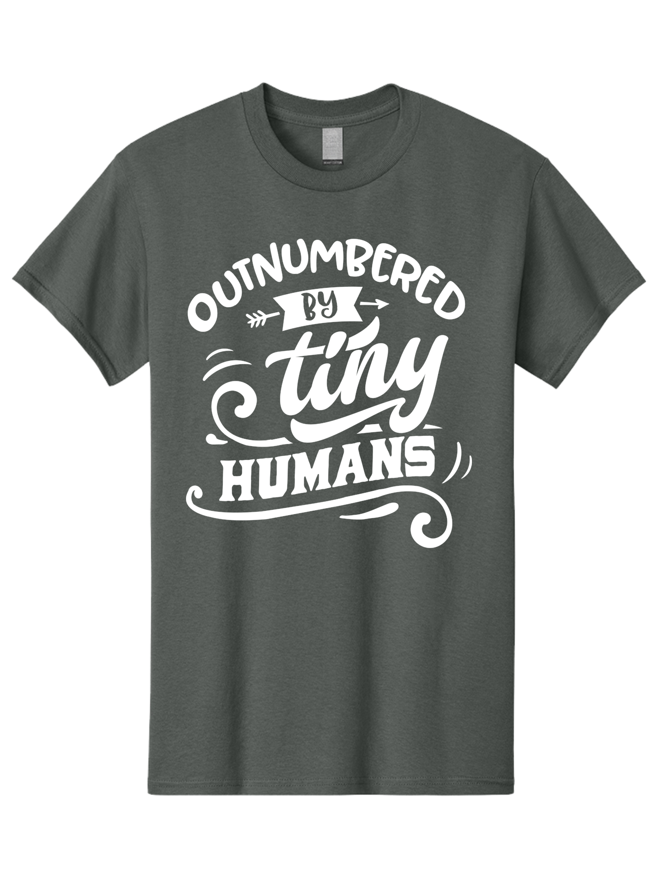 Outnumbered By Tiny Humans White Men'S Graphic Tee, 100% Cotton, Comfortable Casual Summer Wear, Machine Washable, Outnumbered By Tiny Humans, Typography, Quote, Inspirational, Parenting Quote, Fun Design, Whimsical Typography, Cute Phrases, Aae571 3