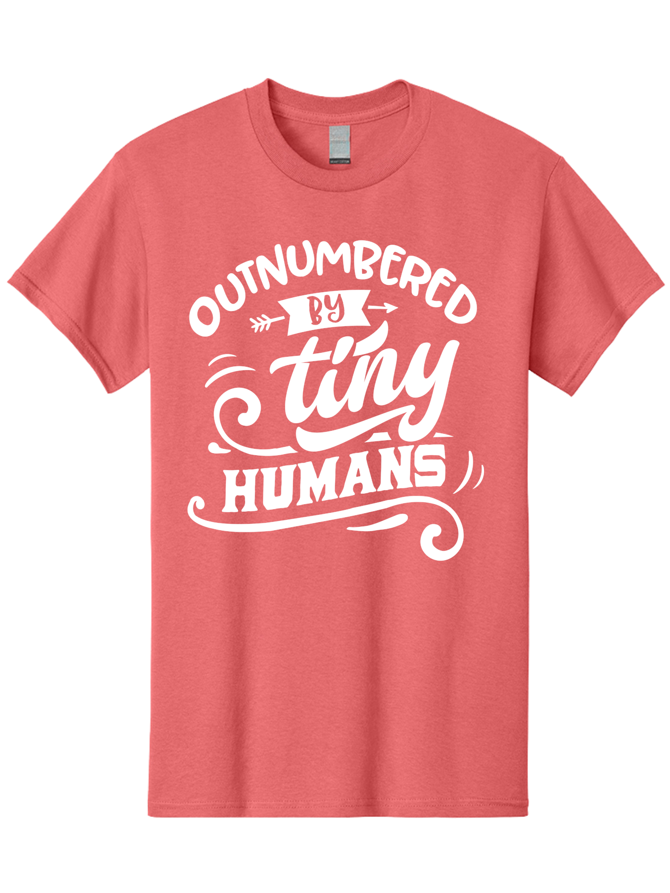 Outnumbered By Tiny Humans White Men'S Graphic Tee, 100% Cotton, Comfortable Casual Summer Wear, Machine Washable, Outnumbered By Tiny Humans, Typography, Quote, Inspirational, Parenting Quote, Fun Design, Whimsical Typography, Cute Phrases, Aae571 11