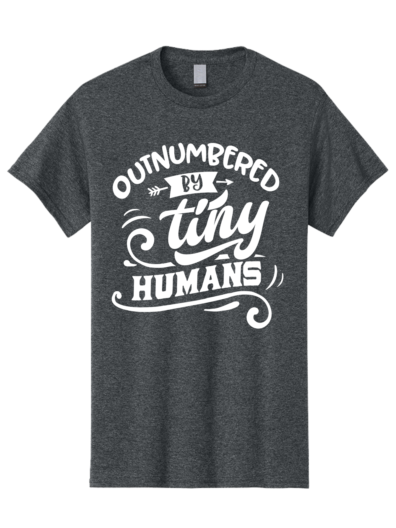 Outnumbered By Tiny Humans White Men'S Graphic Tee, 100% Cotton, Comfortable Casual Summer Wear, Machine Washable, Outnumbered By Tiny Humans, Typography, Quote, Inspirational, Parenting Quote, Fun Design, Whimsical Typography, Cute Phrases, Aae571 7