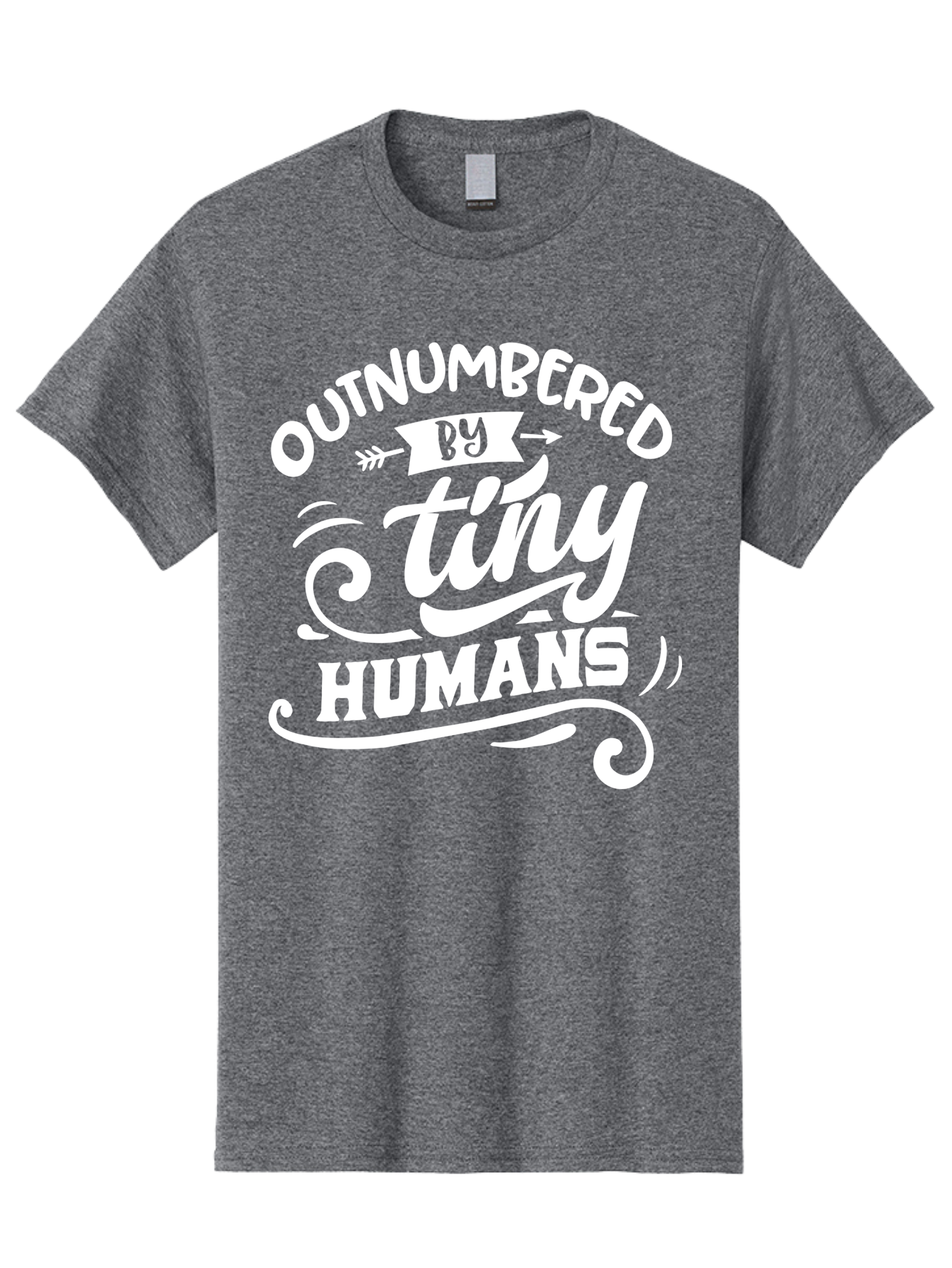 Outnumbered By Tiny Humans White Men'S Graphic Tee, 100% Cotton, Comfortable Casual Summer Wear, Machine Washable, Outnumbered By Tiny Humans, Typography, Quote, Inspirational, Parenting Quote, Fun Design, Whimsical Typography, Cute Phrases, Aae571 17