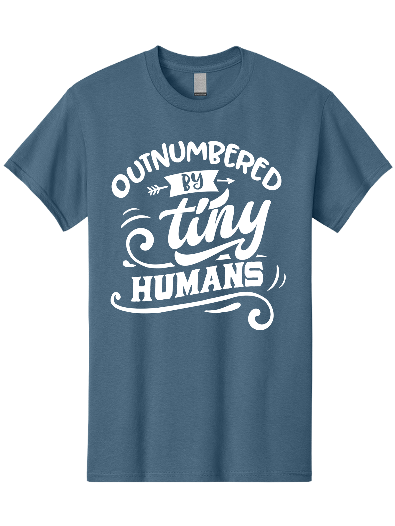 Outnumbered By Tiny Humans White Men'S Graphic Tee, 100% Cotton, Comfortable Casual Summer Wear, Machine Washable, Outnumbered By Tiny Humans, Typography, Quote, Inspirational, Parenting Quote, Fun Design, Whimsical Typography, Cute Phrases, Aae571 5