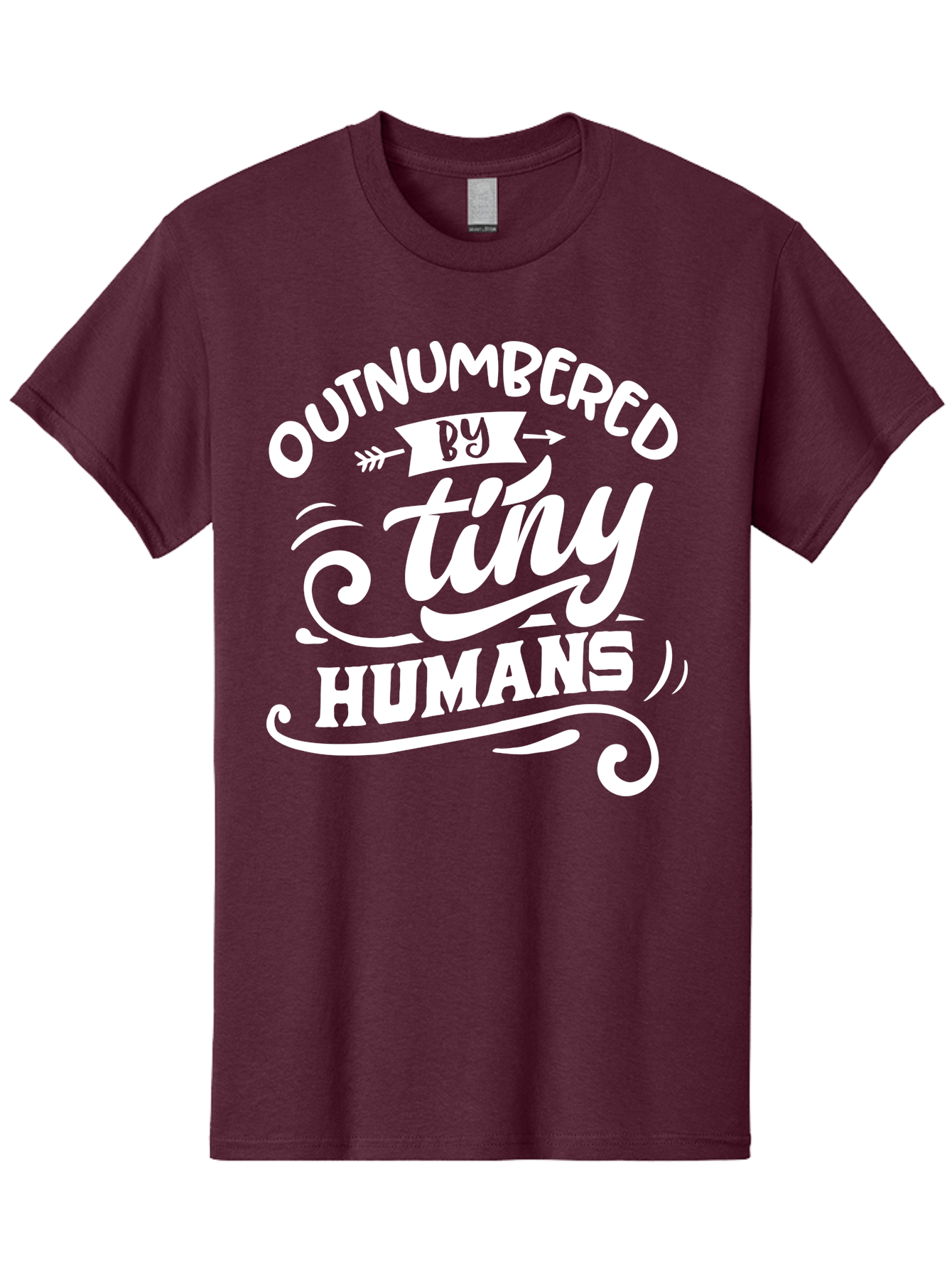 Outnumbered By Tiny Humans White Men'S Graphic Tee, 100% Cotton, Comfortable Casual Summer Wear, Machine Washable, Outnumbered By Tiny Humans, Typography, Quote, Inspirational, Parenting Quote, Fun Design, Whimsical Typography, Cute Phrases, Aae571 9