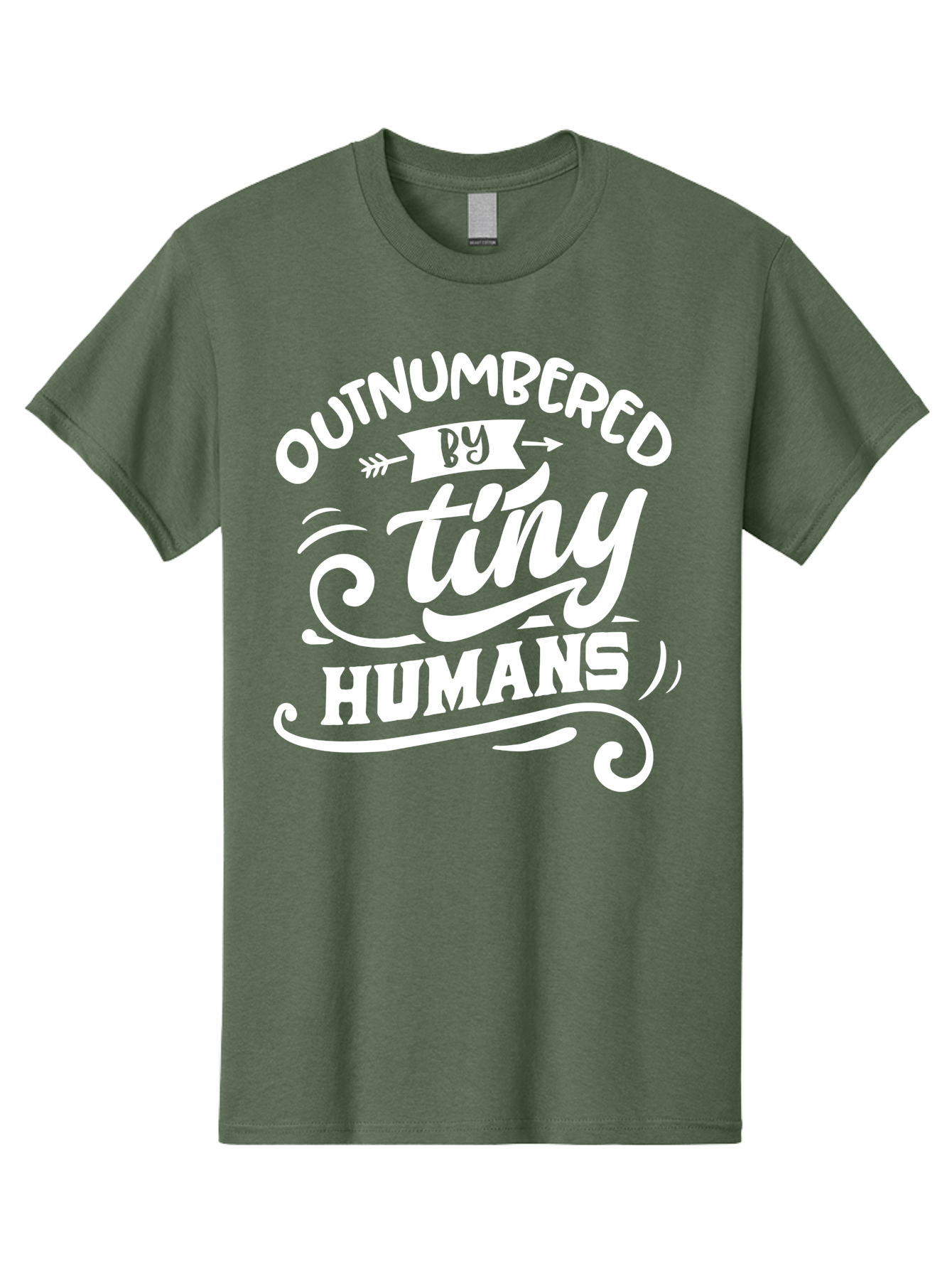 Outnumbered By Tiny Humans White Men'S Graphic Tee, 100% Cotton, Comfortable Casual Summer Wear, Machine Washable, Outnumbered By Tiny Humans, Typography, Quote, Inspirational, Parenting Quote, Fun Design, Whimsical Typography, Cute Phrases, Aae571 23