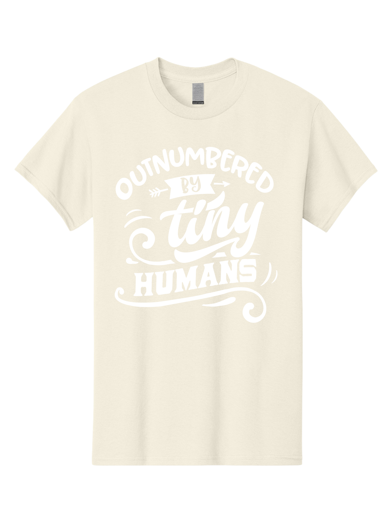 Outnumbered By Tiny Humans White Men'S Graphic Tee, 100% Cotton, Comfortable Casual Summer Wear, Machine Washable, Outnumbered By Tiny Humans, Typography, Quote, Inspirational, Parenting Quote, Fun Design, Whimsical Typography, Cute Phrases, Aae571 19