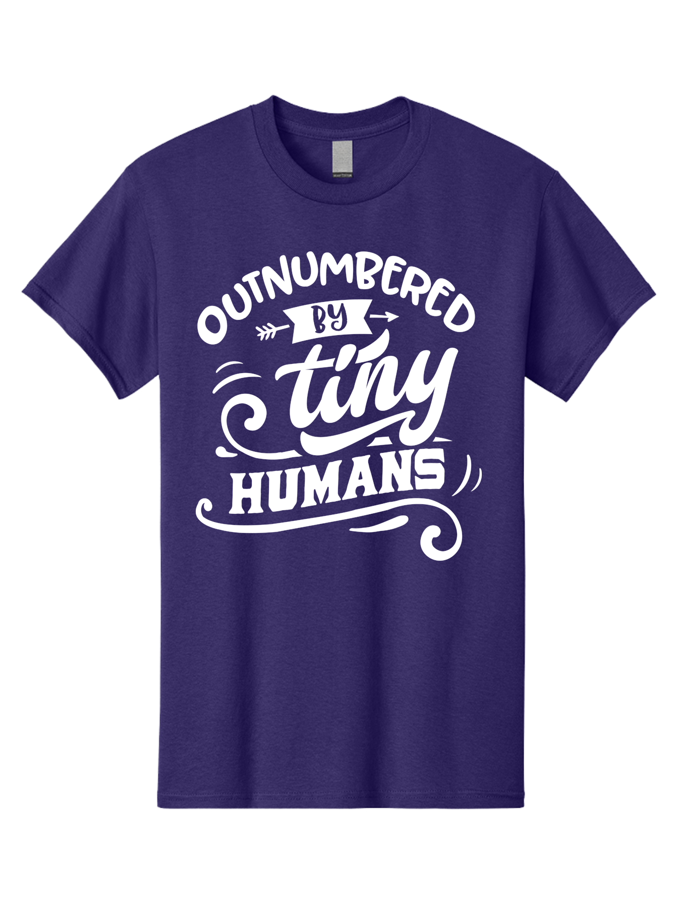 Outnumbered By Tiny Humans White Men'S Graphic Tee, 100% Cotton, Comfortable Casual Summer Wear, Machine Washable, Outnumbered By Tiny Humans, Typography, Quote, Inspirational, Parenting Quote, Fun Design, Whimsical Typography, Cute Phrases, Aae571 25