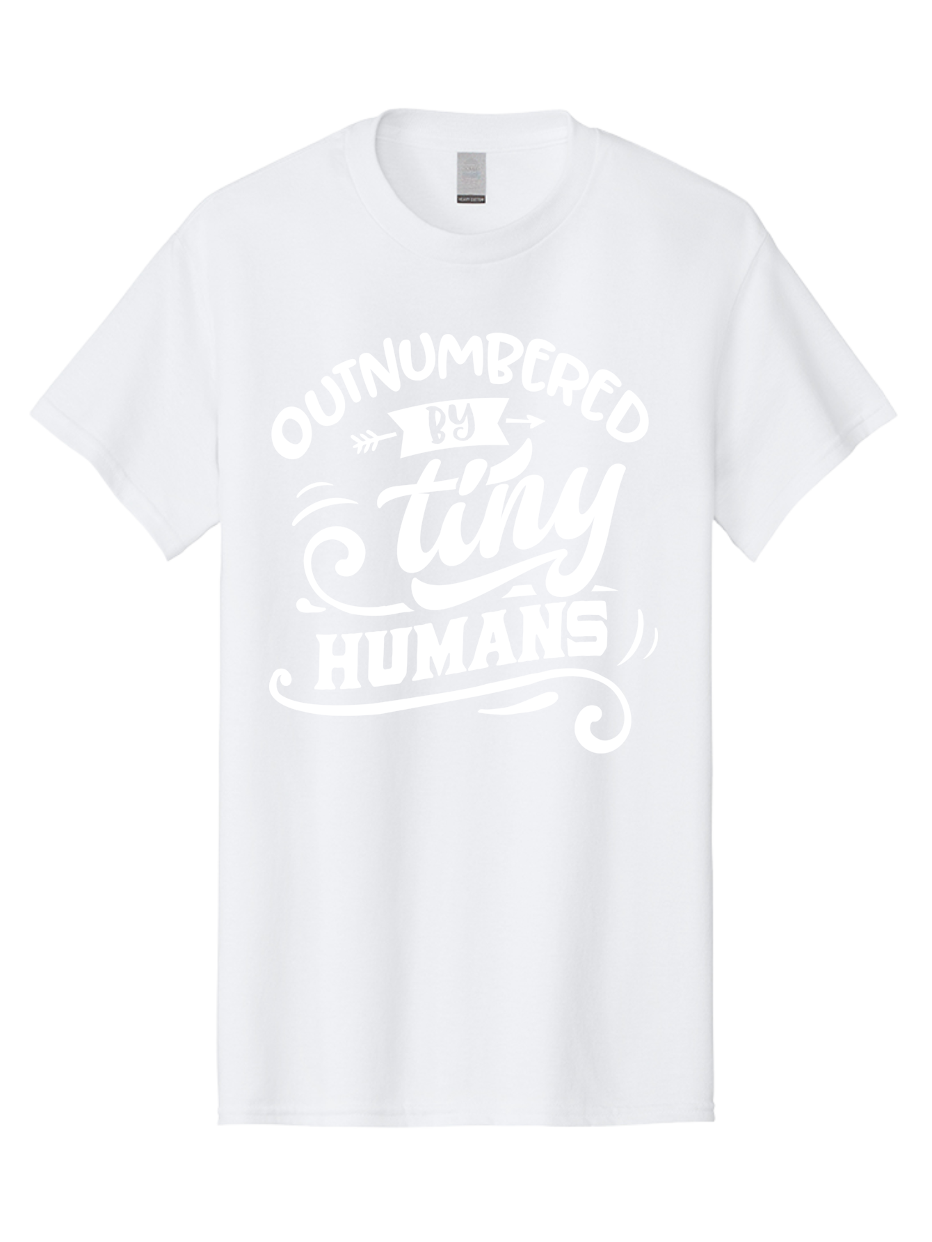 Outnumbered By Tiny Humans White Men'S Graphic Tee, 100% Cotton, Comfortable Casual Summer Wear, Machine Washable, Outnumbered By Tiny Humans, Typography, Quote, Inspirational, Parenting Quote, Fun Design, Whimsical Typography, Cute Phrases, Aae571 29