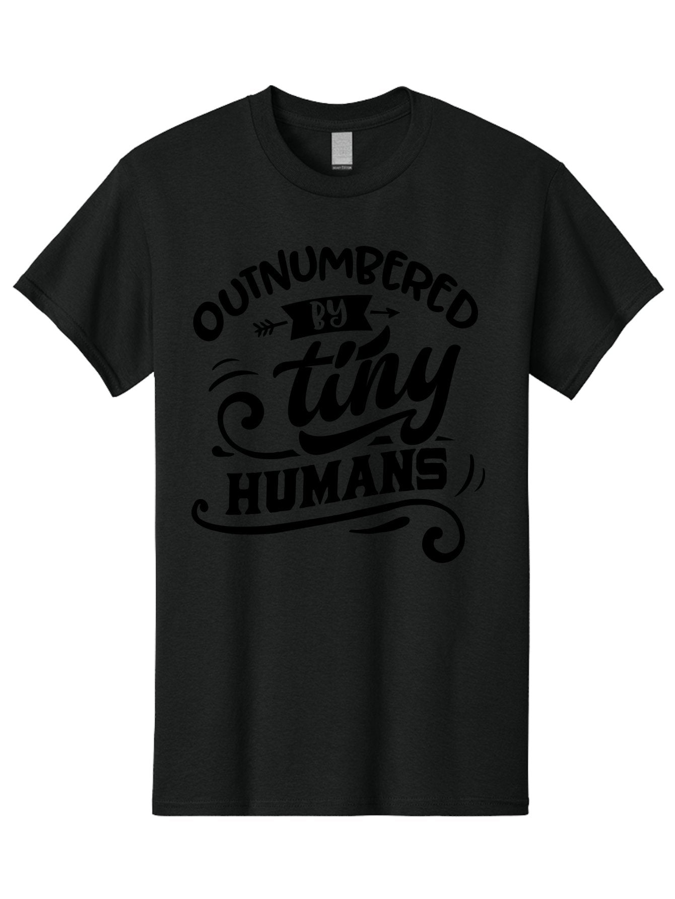 Outnumbered By Tiny Humans Men'S Graphic Tee, 100% Cotton, Comfortable Casual Summer Wear, Machine Washable, Inspirational Quote, Cute Design, Positive Message, Funny Typography, Motivational Words, Creative Expression, Quirky Art Aae572