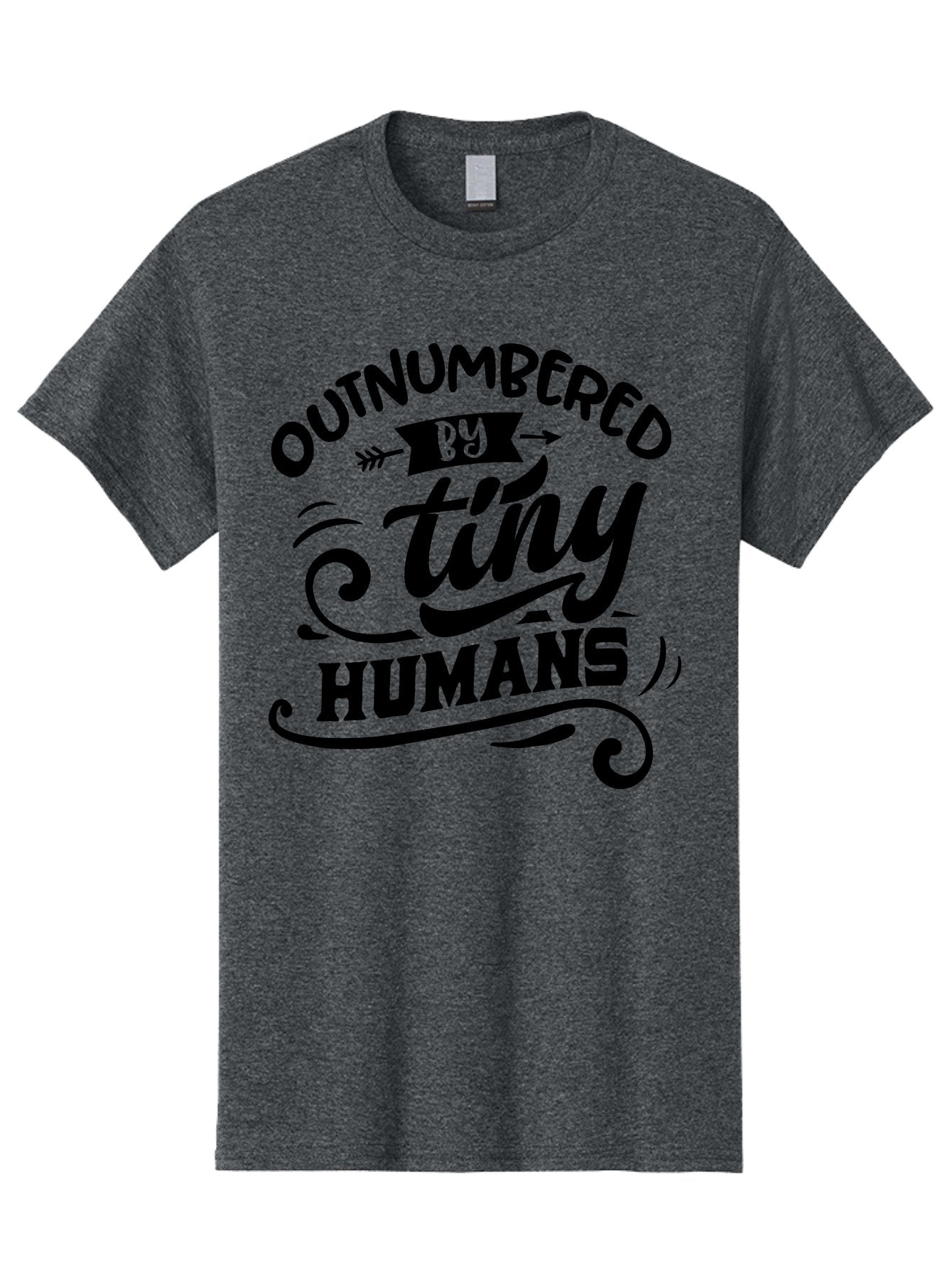 Outnumbered By Tiny Humans Men'S Graphic Tee, 100% Cotton, Comfortable Casual Summer Wear, Machine Washable, Inspirational Quote, Cute Design, Positive Message, Funny Typography, Motivational Words, Creative Expression, Quirky Art Aae572