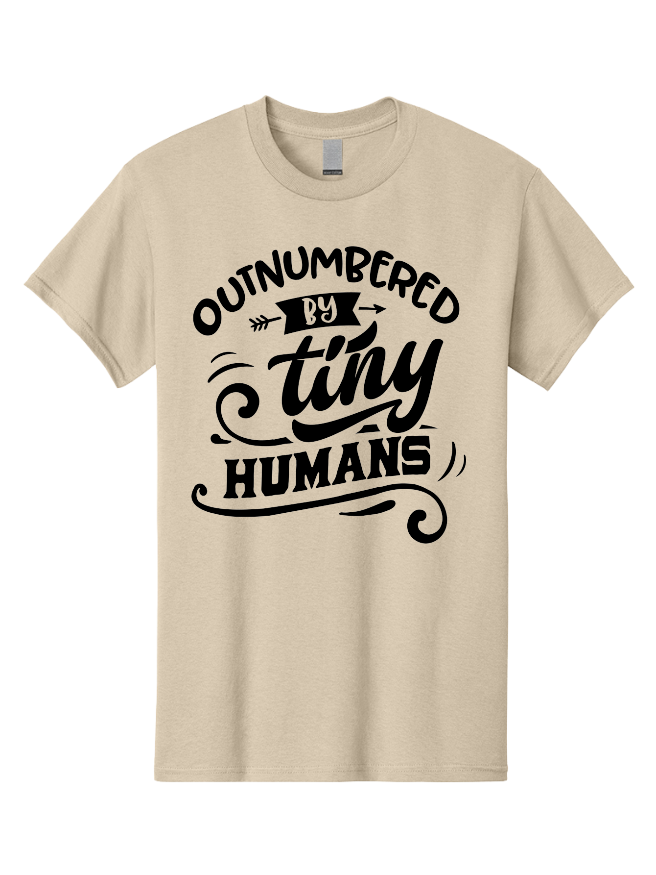 Outnumbered By Tiny Humans Men'S Graphic Tee, 100% Cotton, Comfortable Casual Summer Wear, Machine Washable, Inspirational Quote, Cute Design, Positive Message, Funny Typography, Motivational Words, Creative Expression, Quirky Art Aae572 17