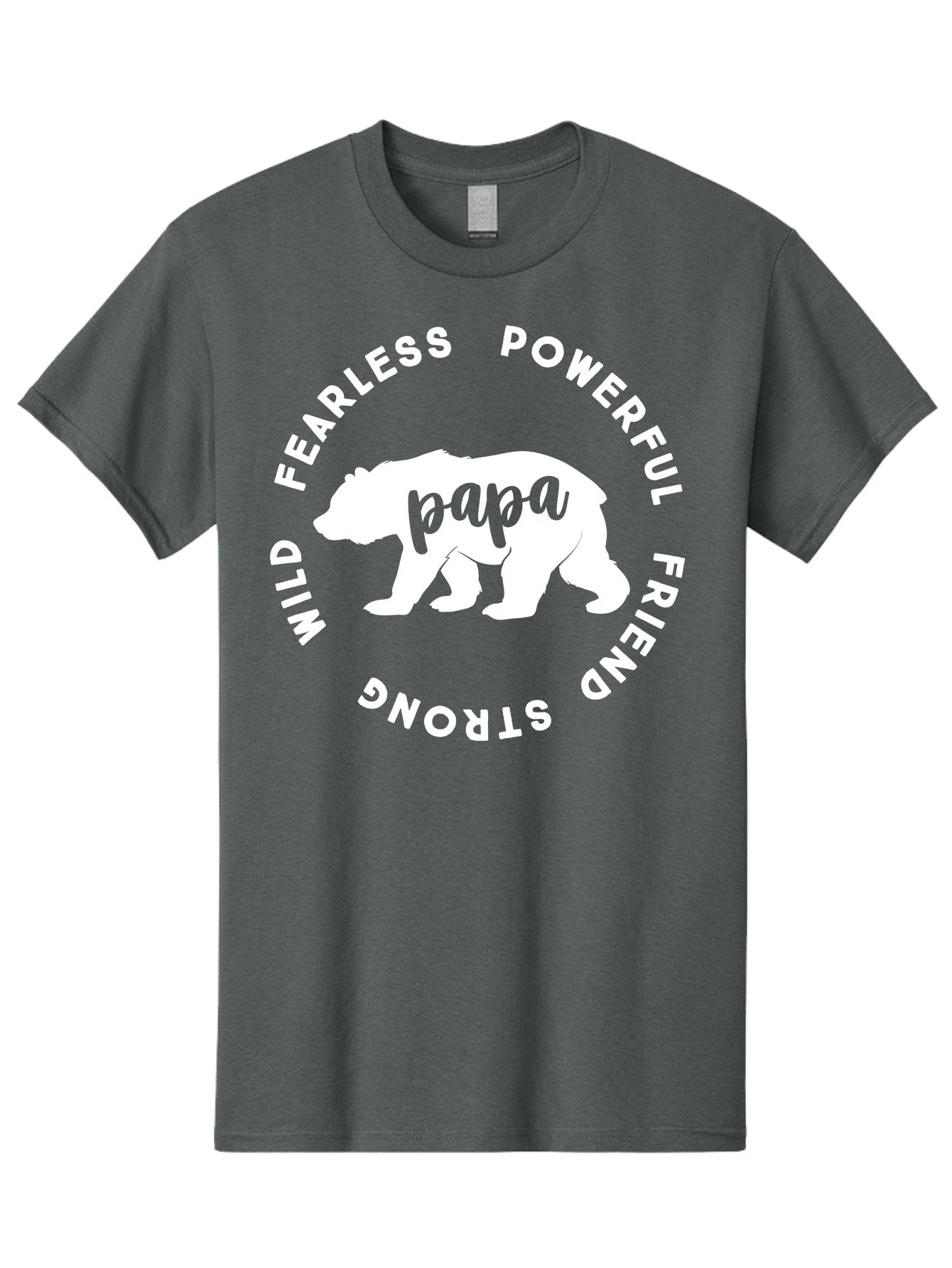 Papa Bear White Men'S Graphic Tee, 100% Cotton, Comfortable Casual Summer Wear, Machine Washable, Bear Silhouette, Papa Bear, Fearless, Powerful, Friendly Bear, Wild And Strong, Father'S Day Gift, Motivational Quote, Bear Design, Aae574