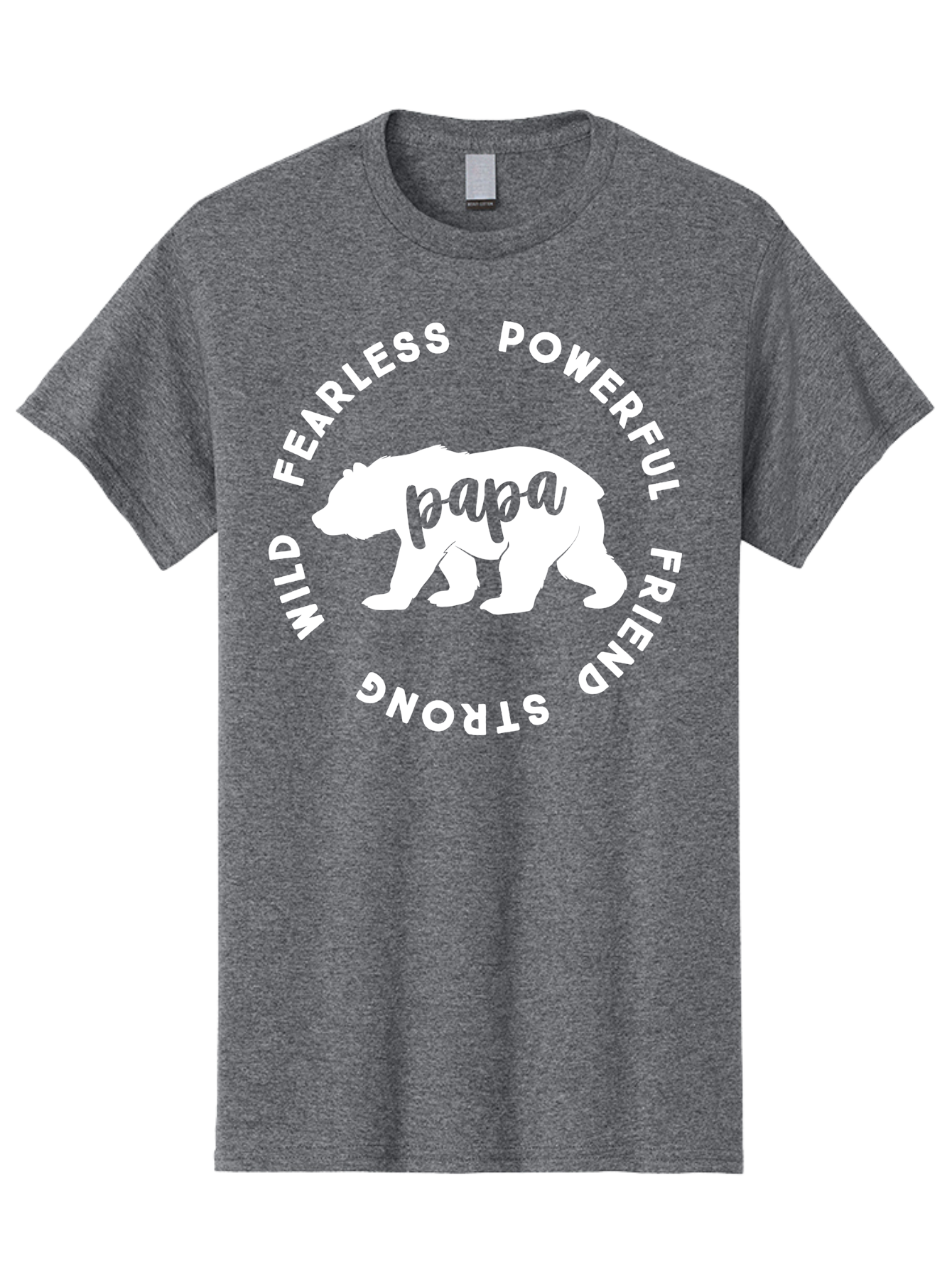 Papa Bear White Men'S Graphic Tee, 100% Cotton, Comfortable Casual Summer Wear, Machine Washable, Bear Silhouette, Papa Bear, Fearless, Powerful, Friendly Bear, Wild And Strong, Father'S Day Gift, Motivational Quote, Bear Design, Aae574