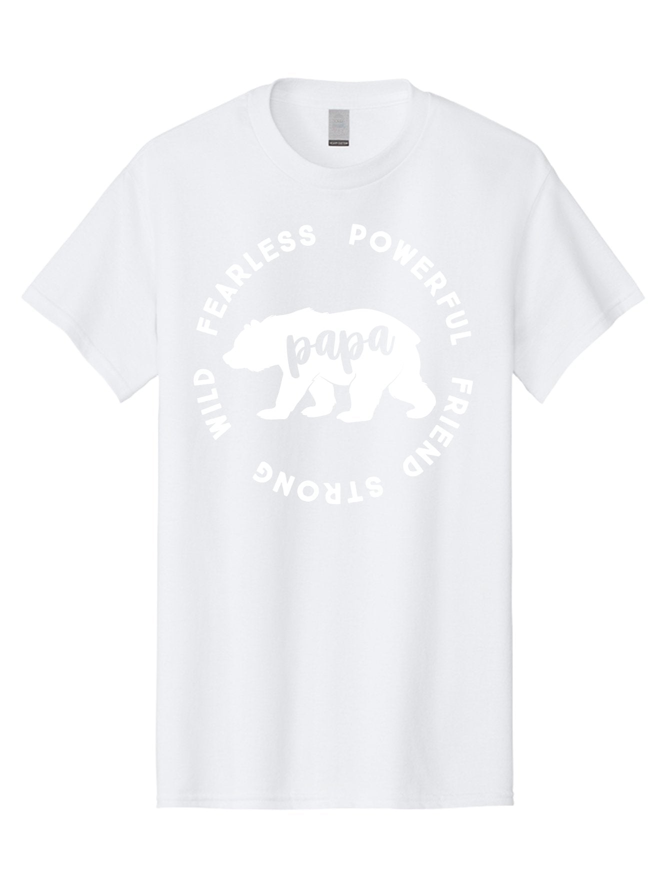 Papa Bear White Men'S Graphic Tee, 100% Cotton, Comfortable Casual Summer Wear, Machine Washable, Bear Silhouette, Papa Bear, Fearless, Powerful, Friendly Bear, Wild And Strong, Father'S Day Gift, Motivational Quote, Bear Design, Aae574