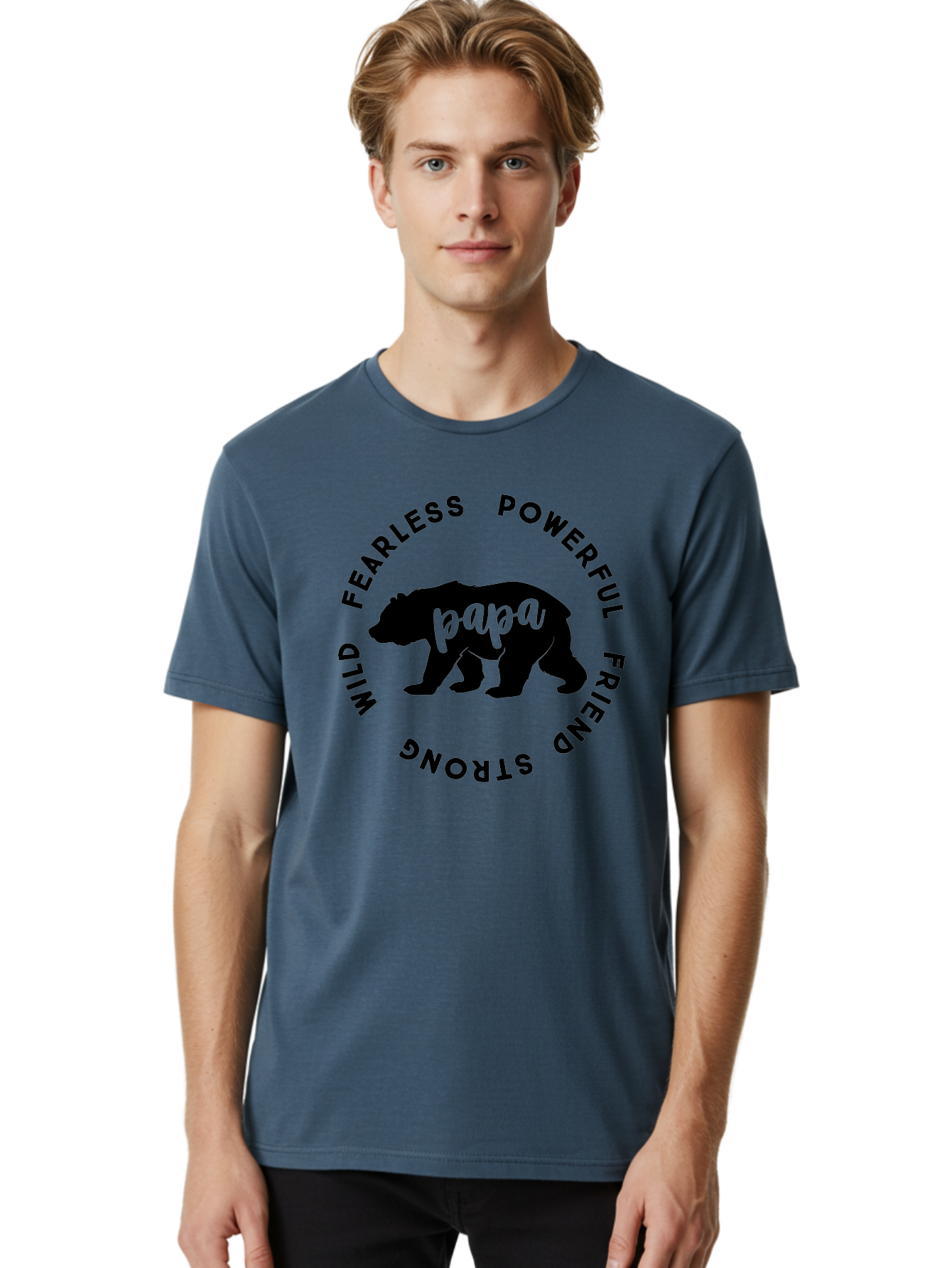 Papa Bear Men'S Graphic Tee, 100% Cotton, Comfortable Casual Summer Wear, Machine Washable, Bear Silhouette, Papa Bear, Wild Bear, Powerful Bear, Fearless Bear, Strong Friend, Fatherly Love, Bear Graphics, Personalized Gift, Father'S Day Ideas Aae575 16