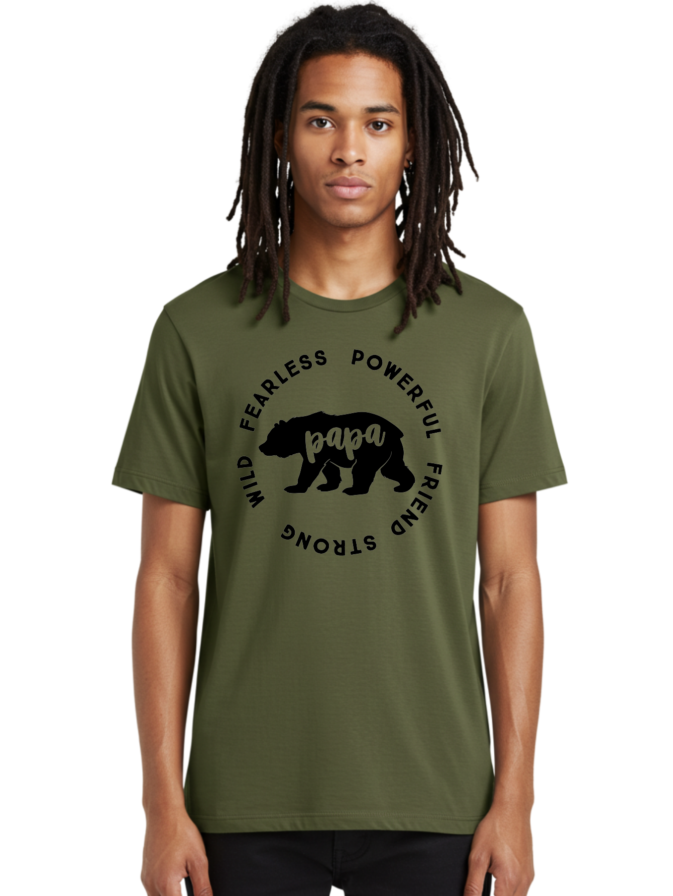 Papa Bear Men'S Graphic Tee, 100% Cotton, Comfortable Casual Summer Wear, Machine Washable, Bear Silhouette, Papa Bear, Wild Bear, Powerful Bear, Fearless Bear, Strong Friend, Fatherly Love, Bear Graphics, Personalized Gift, Father'S Day Ideas Aae575 14