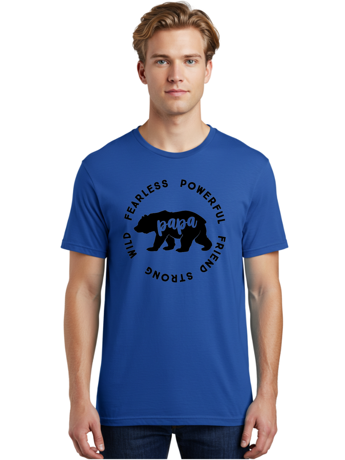 Papa Bear Men'S Graphic Tee, 100% Cotton, Comfortable Casual Summer Wear, Machine Washable, Bear Silhouette, Papa Bear, Wild Bear, Powerful Bear, Fearless Bear, Strong Friend, Fatherly Love, Bear Graphics, Personalized Gift, Father'S Day Ideas Aae575 22