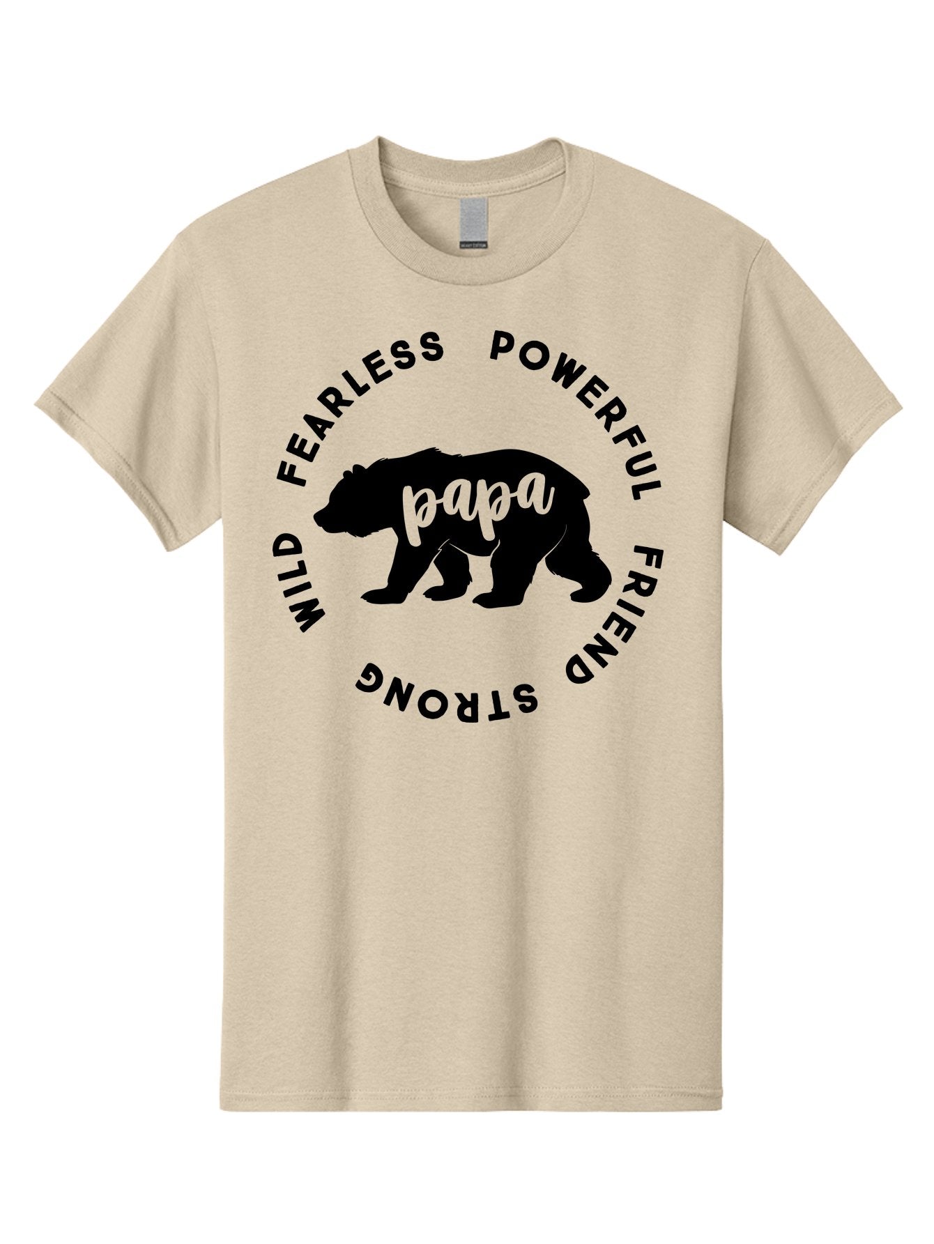 Papa Bear Men'S Graphic Tee, 100% Cotton, Comfortable Casual Summer Wear, Machine Washable, Bear Silhouette, Papa Bear, Wild Bear, Powerful Bear, Fearless Bear, Strong Friend, Fatherly Love, Bear Graphics, Personalized Gift, Father'S Day Ideas Aae575
