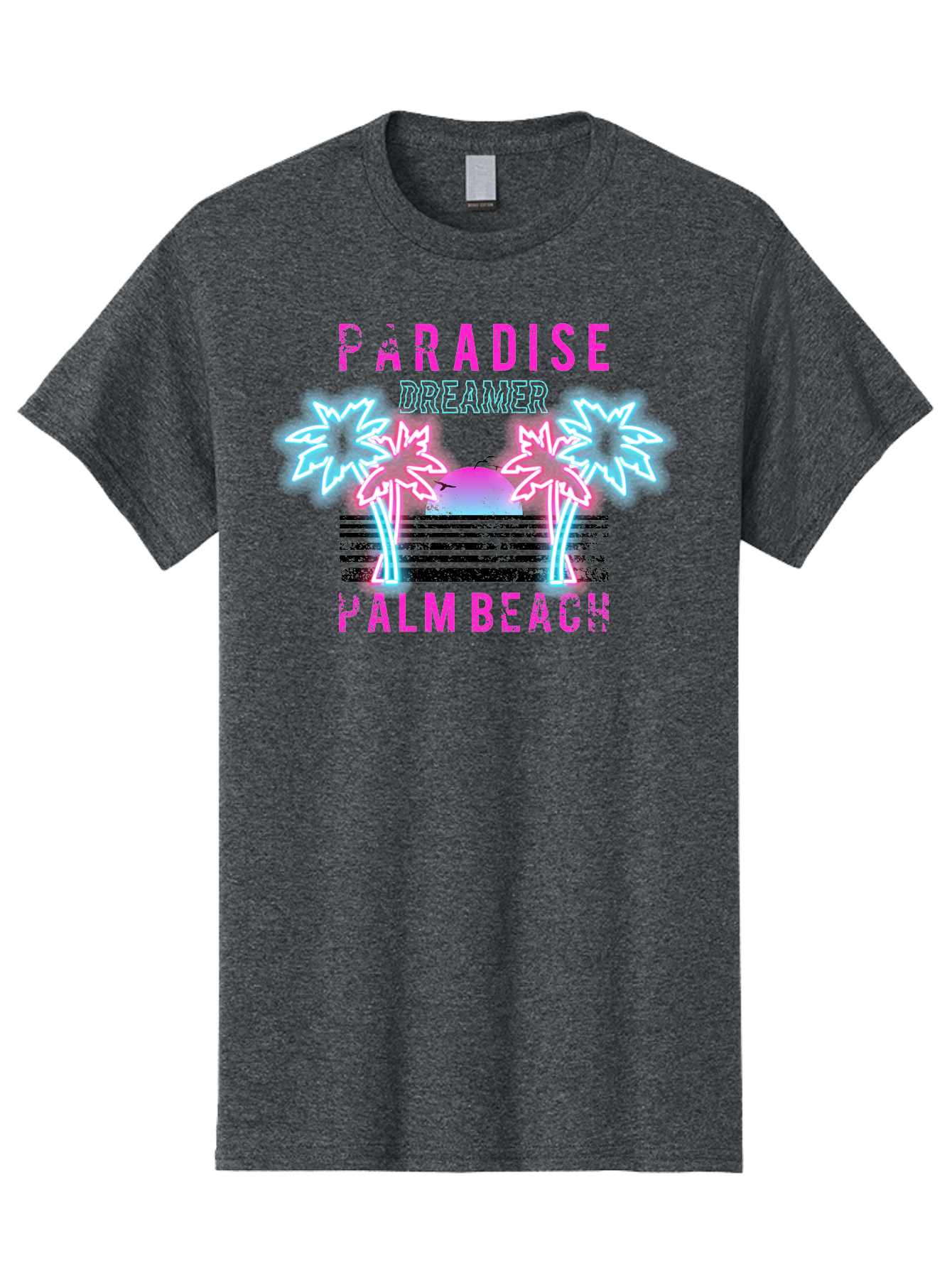 Paradise Dreamer Palm Beach -Men Men'S Graphic Tee, 100% Cotton, Comfortable Casual Summer Wear, Machine Washable, Neon Palm Trees, Tropical Getaway, Paradise Found, Dreamy Vacation, Beach Vibes, Retro Futurism, Futuristic Design, Aae576 11