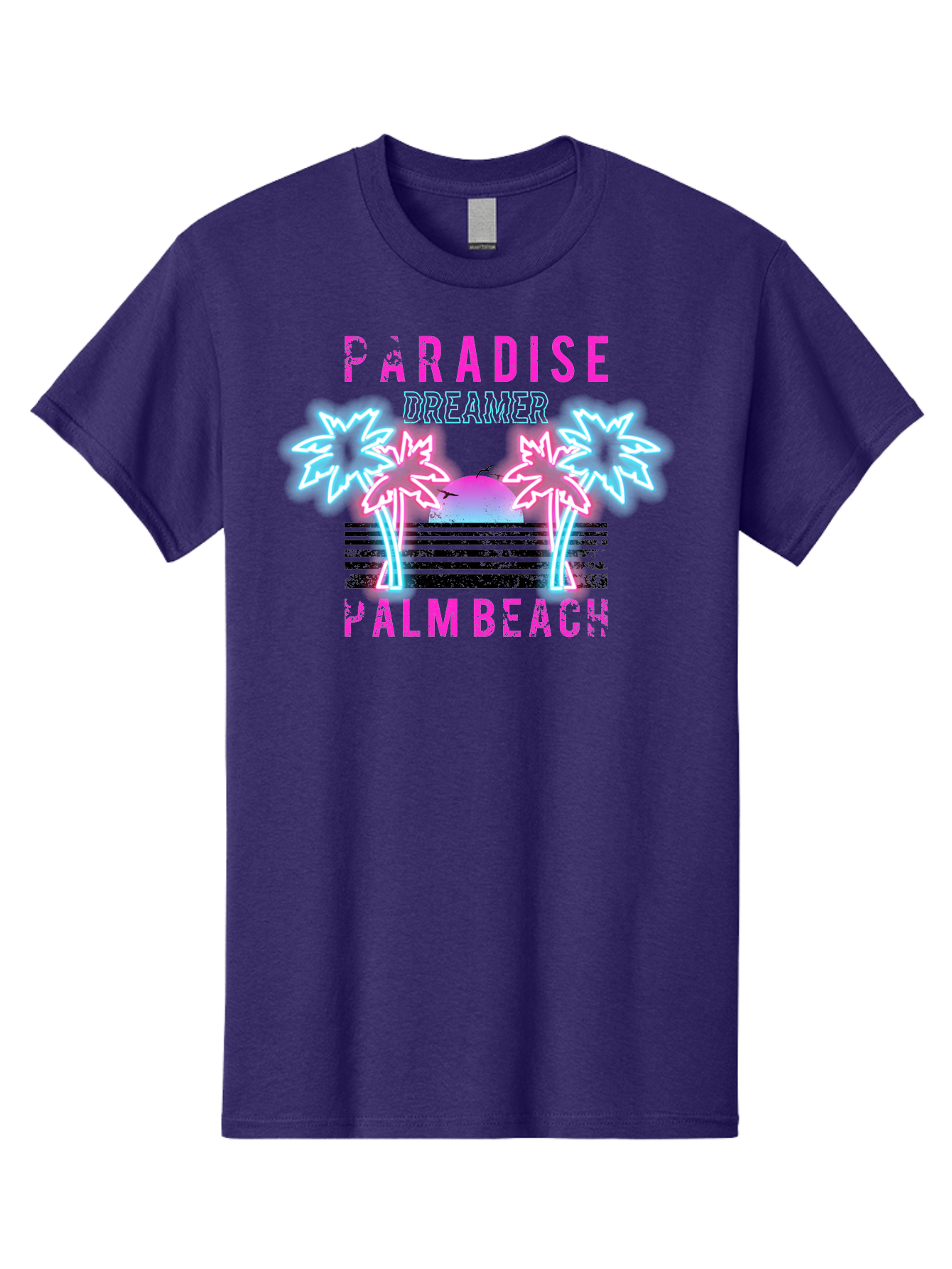 Paradise Dreamer Palm Beach -Men Men'S Graphic Tee, 100% Cotton, Comfortable Casual Summer Wear, Machine Washable, Neon Palm Trees, Tropical Getaway, Paradise Found, Dreamy Vacation, Beach Vibes, Retro Futurism, Futuristic Design, Aae576 21