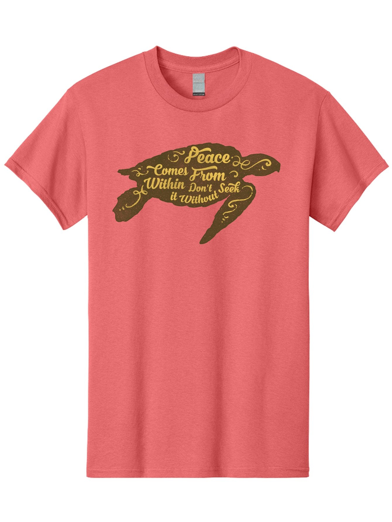 Peace Comes Within Men'S Graphic Tee, 100% Cotton, Comfortable Casual Summer Wear, Machine Washable, Peaceful Quote, Inspirational Words, Calming Message, Serene Turtle, Inner Peace, Mindfulness, Yoga, Meditation, Zen, Motivational Phrase Aae577 8