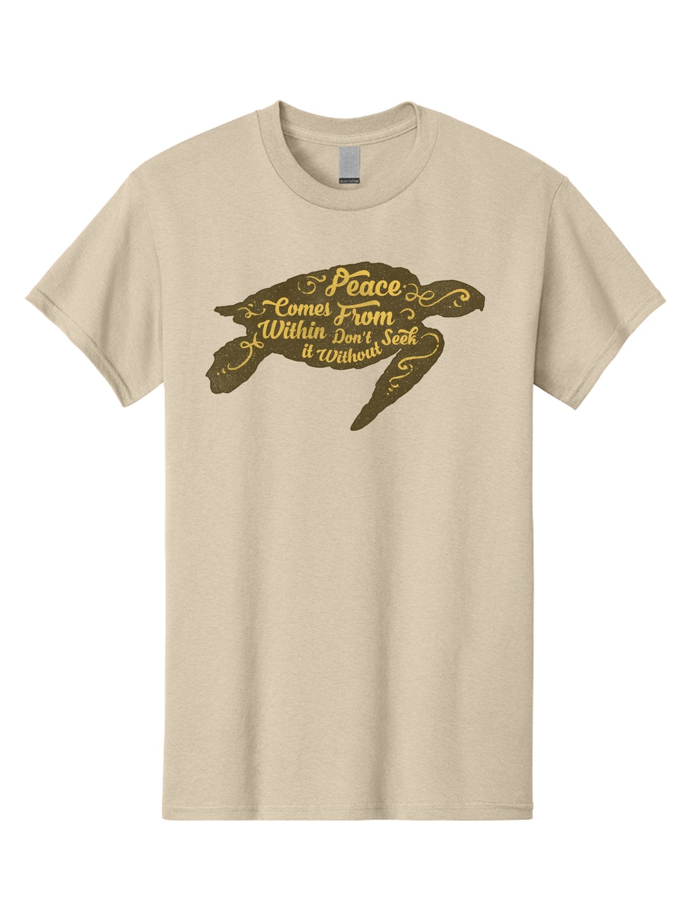 Peace Comes Within Men'S Graphic Tee, 100% Cotton, Comfortable Casual Summer Wear, Machine Washable, Peaceful Quote, Inspirational Words, Calming Message, Serene Turtle, Inner Peace, Mindfulness, Yoga, Meditation, Zen, Motivational Phrase Aae577 5