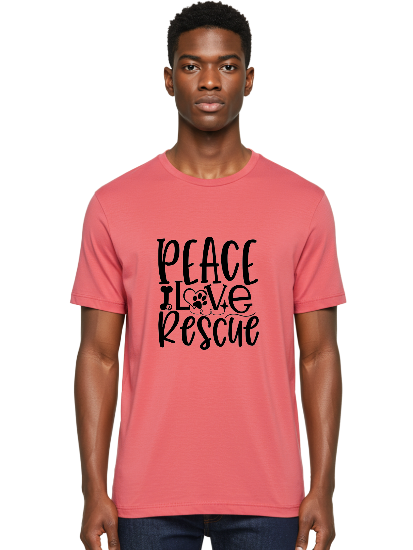 Peace Love Rescue Men'S Graphic Tee, 100% Cotton, Comfortable Casual Summer Wear, Machine Washable, Animal Rescue, Pet Adoption, Love For Pets, Peace And Love, Animal Welfare, Rescue Mission, Pet Love, Animal Shelter Aae578 22