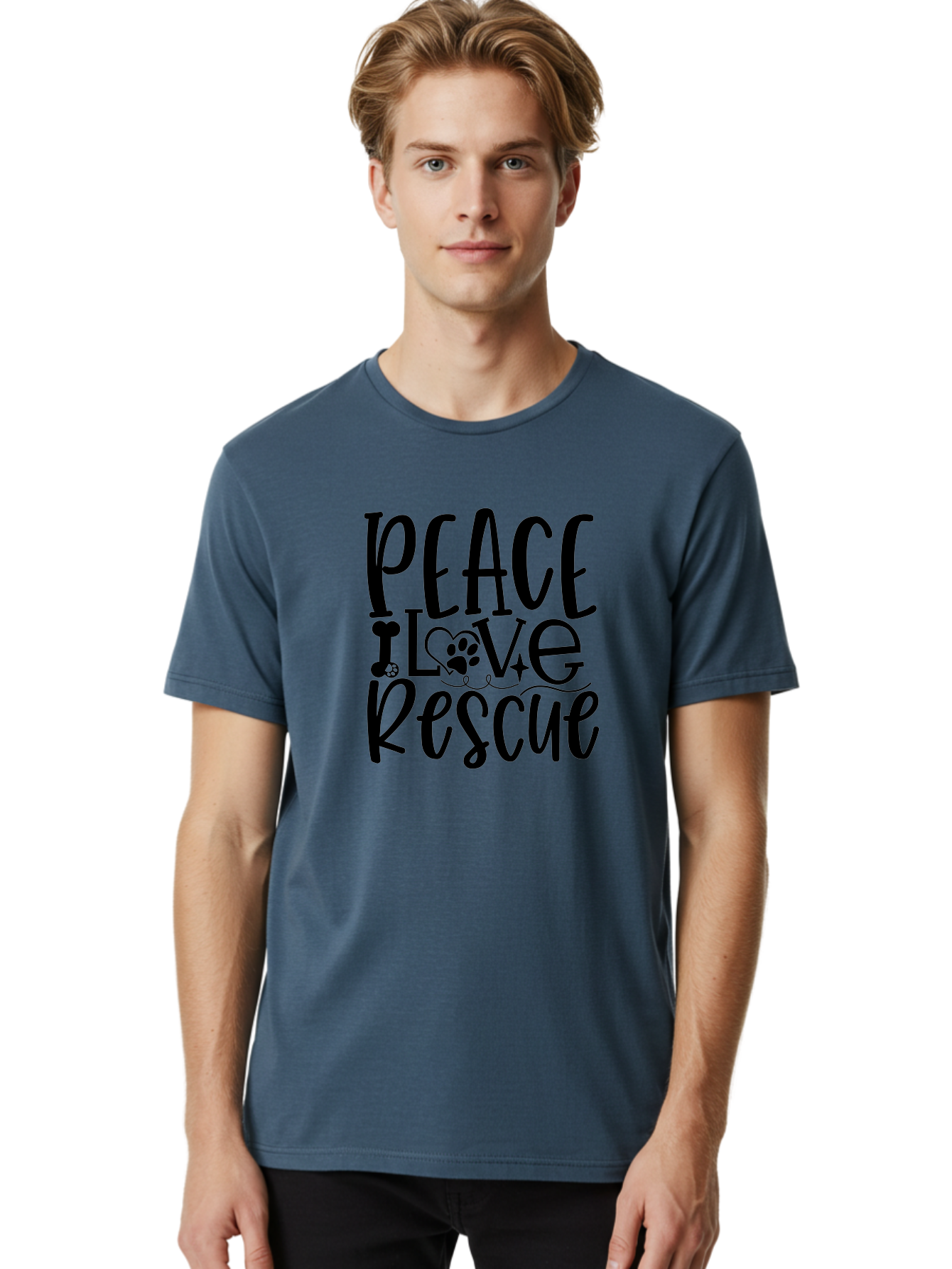 Peace Love Rescue Men'S Graphic Tee, 100% Cotton, Comfortable Casual Summer Wear, Machine Washable, Animal Rescue, Pet Adoption, Love For Pets, Peace And Love, Animal Welfare, Rescue Mission, Pet Love, Animal Shelter Aae578 18