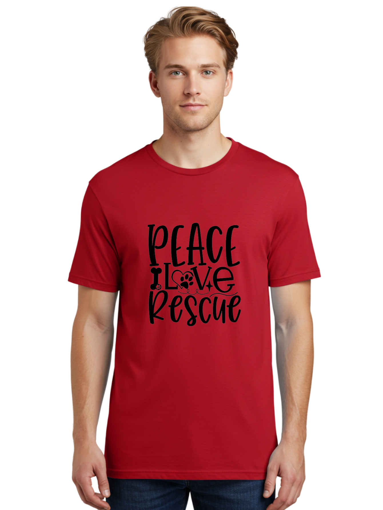 Peace Love Rescue Men'S Graphic Tee, 100% Cotton, Comfortable Casual Summer Wear, Machine Washable, Animal Rescue, Pet Adoption, Love For Pets, Peace And Love, Animal Welfare, Rescue Mission, Pet Love, Animal Shelter Aae578 12