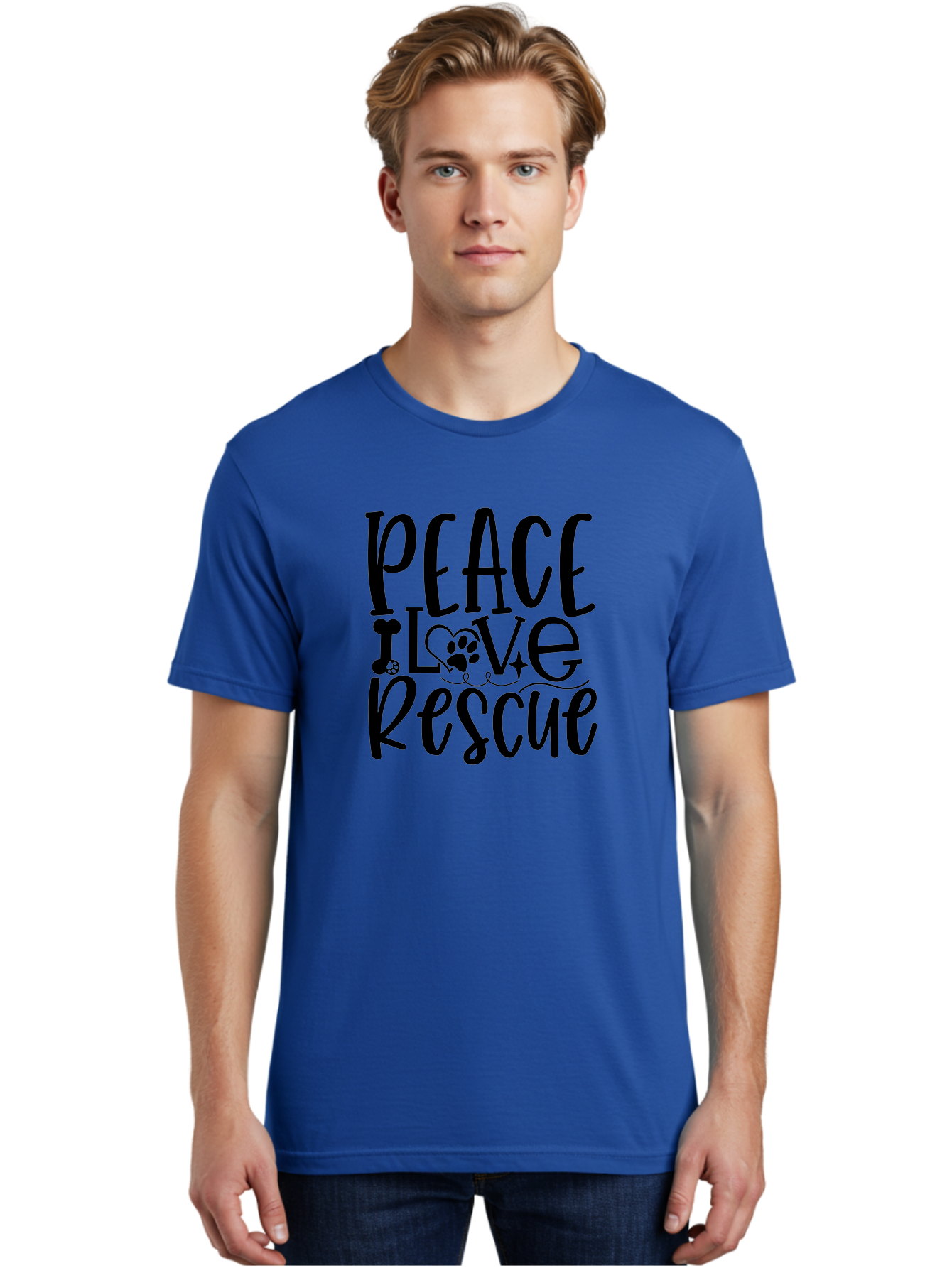 Peace Love Rescue Men'S Graphic Tee, 100% Cotton, Comfortable Casual Summer Wear, Machine Washable, Animal Rescue, Pet Adoption, Love For Pets, Peace And Love, Animal Welfare, Rescue Mission, Pet Love, Animal Shelter Aae578 20
