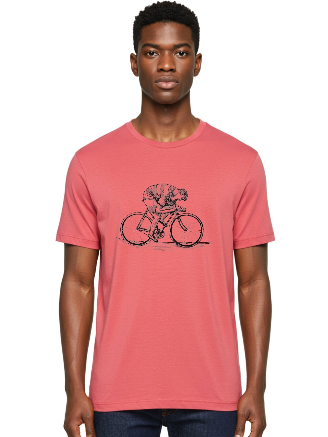 Pedal To Glory Men'S Graphic Tee, 100% Cotton, Comfortable Casual Summer Wear, Machine Washable, Cyclist In Action, Cycling Enthusiast, Road Bike, Athletic Pose, Dynamic Movement, Fitness Activity, Sports Illustration, Vintage Style Aae579 16