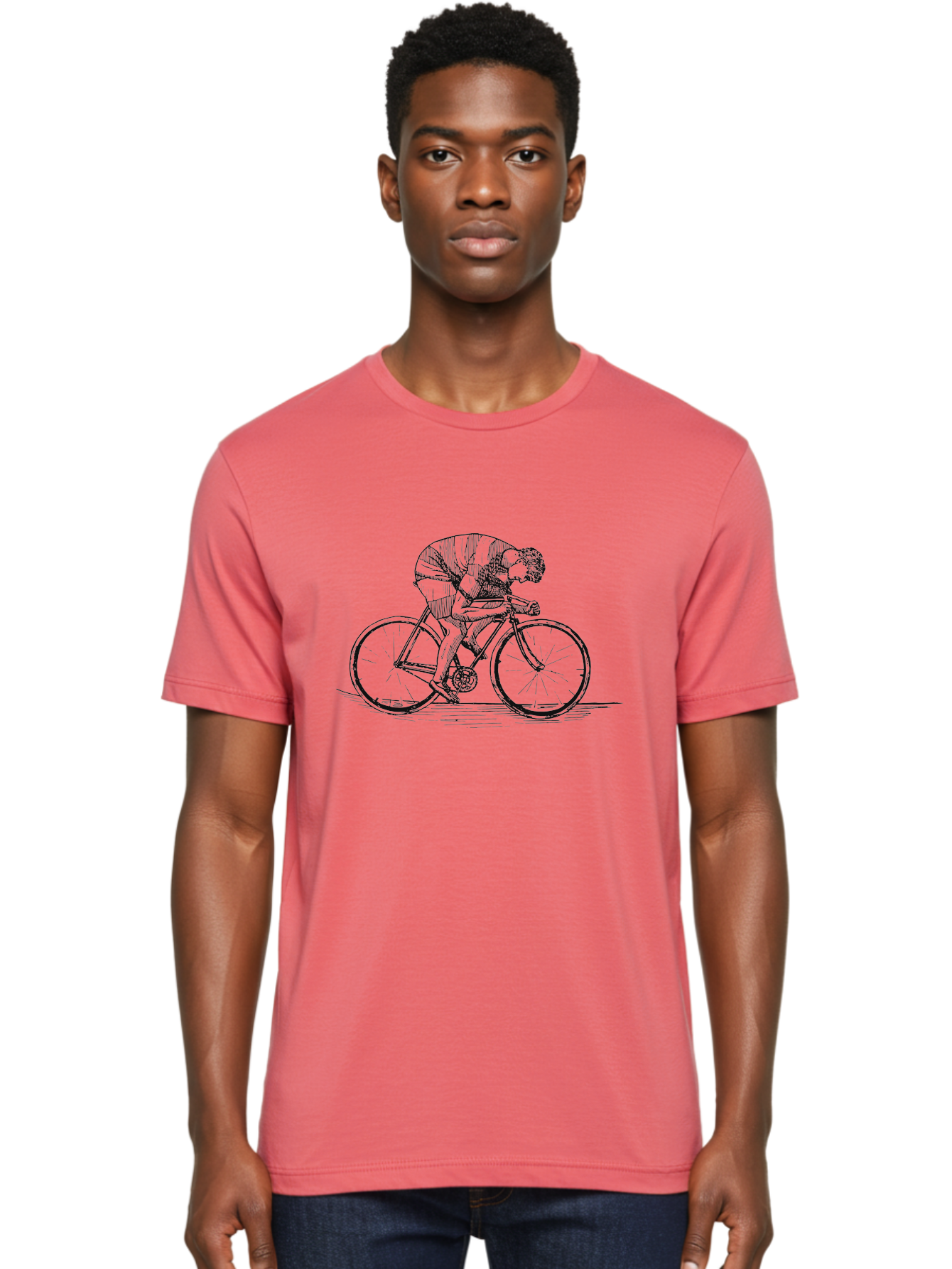 Pedal To Glory Men'S Graphic Tee, 100% Cotton, Comfortable Casual Summer Wear, Machine Washable, Cyclist In Action, Cycling Enthusiast, Road Bike, Athletic Pose, Dynamic Movement, Fitness Activity, Sports Illustration, Vintage Style Aae579 26