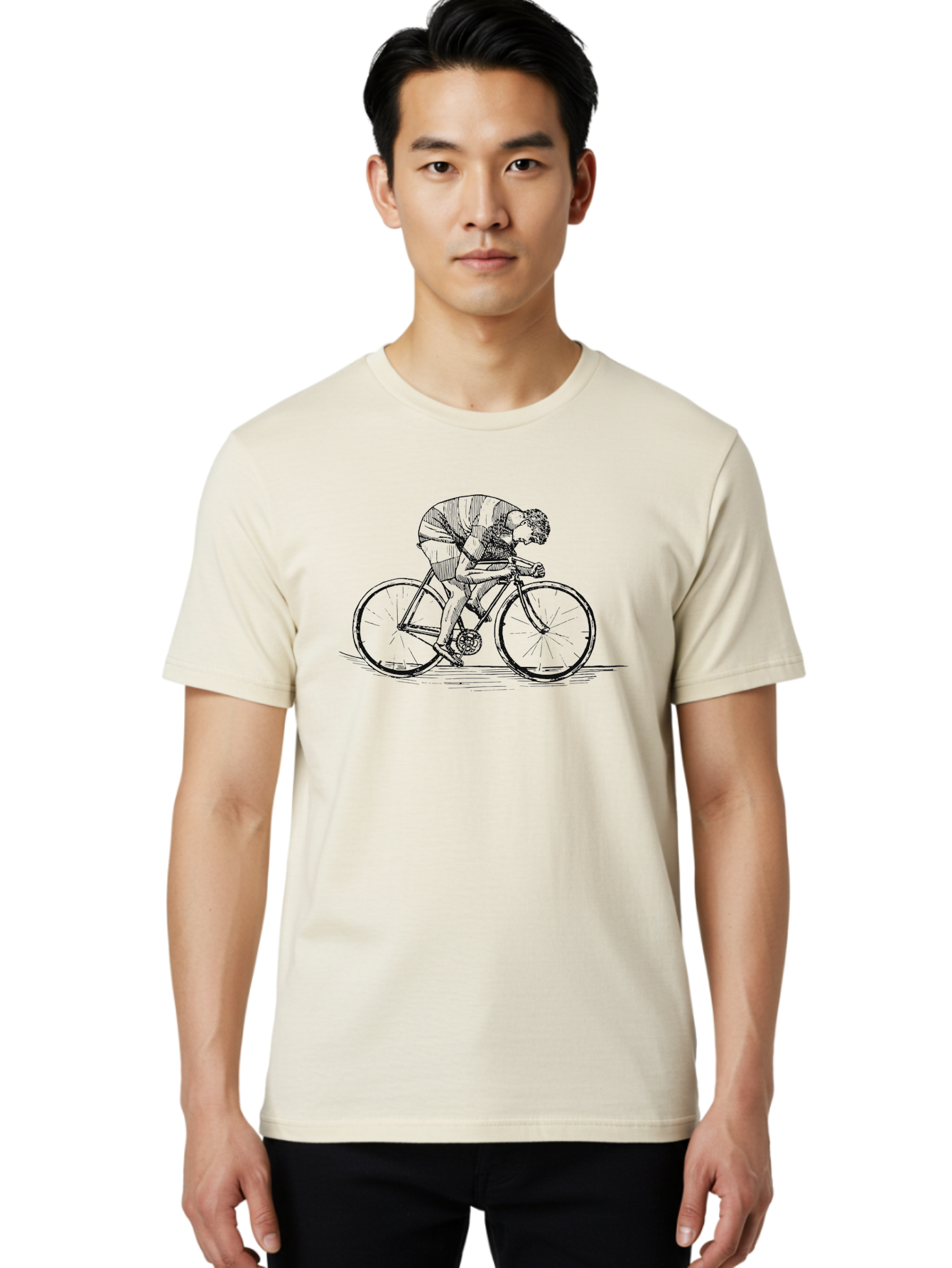 Pedal To Glory Men'S Graphic Tee, 100% Cotton, Comfortable Casual Summer Wear, Machine Washable, Cyclist In Action, Cycling Enthusiast, Road Bike, Athletic Pose, Dynamic Movement, Fitness Activity, Sports Illustration, Vintage Style Aae579 18
