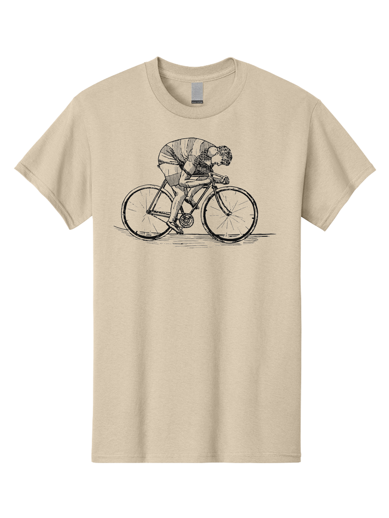 Pedal To Glory Men'S Graphic Tee, 100% Cotton, Comfortable Casual Summer Wear, Machine Washable, Cyclist In Action, Cycling Enthusiast, Road Bike, Athletic Pose, Dynamic Movement, Fitness Activity, Sports Illustration, Vintage Style Aae579