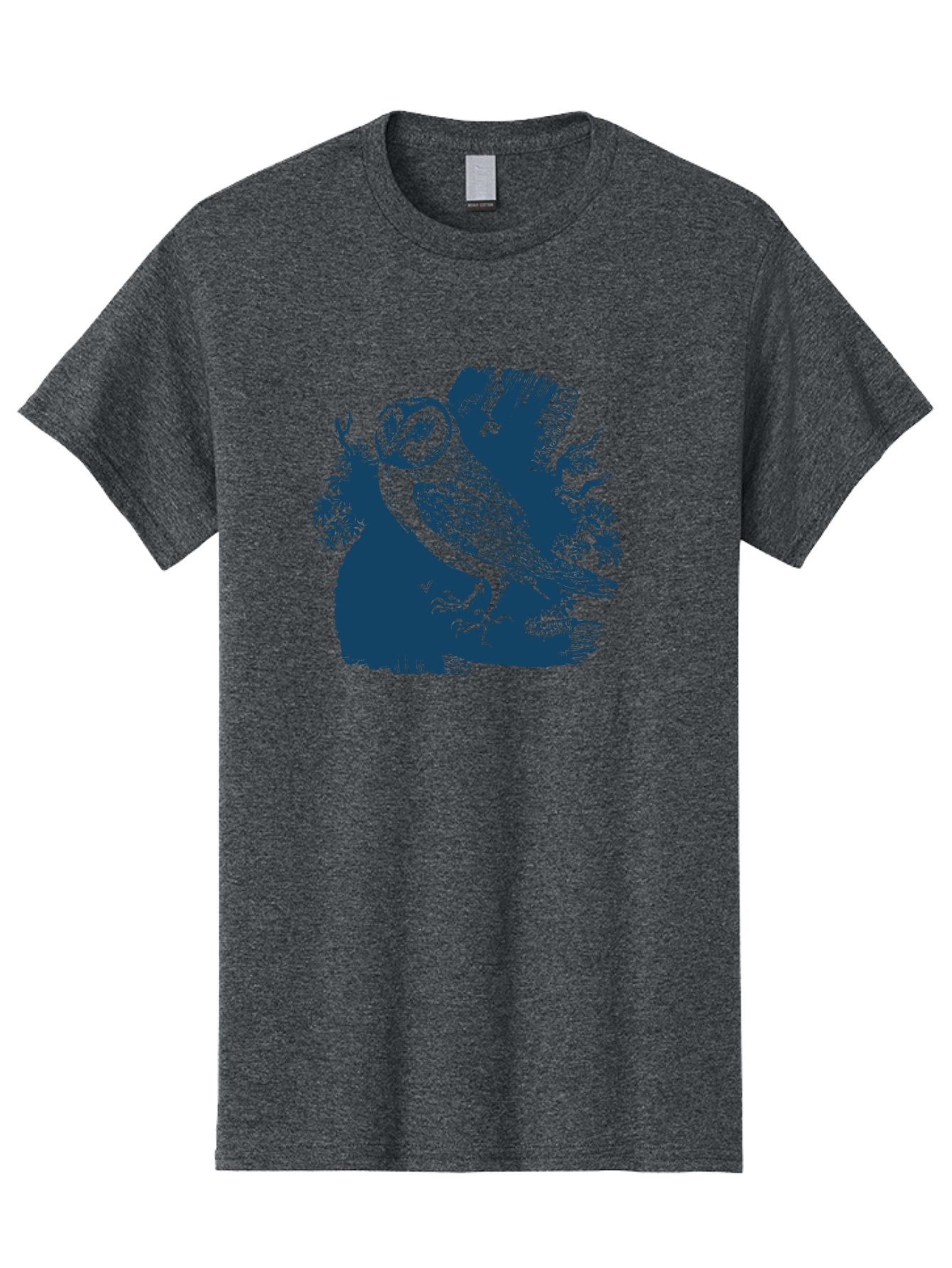 Perched Forest Owl Men'S Graphic Tee, 100% Cotton, Comfortable Casual Summer Wear, Machine Washable, Owl Perched On Branch, Nocturnal Bird, Forest Wildlife, Night Hunter, Dark Blue Silhouette, Intricate Details, Mysterious Ambiance, Aae580 8