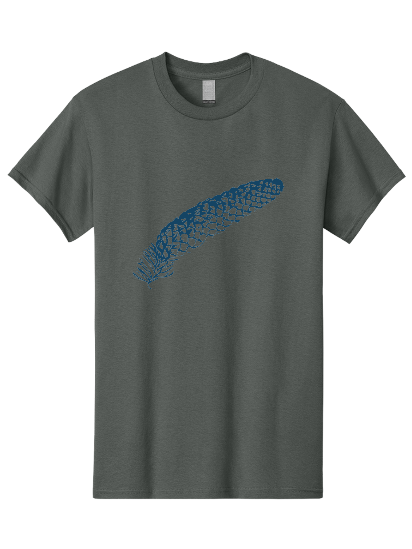 Pinecone Men'S Graphic Tee, 100% Cotton, Comfortable Casual Summer Wear, Machine Washable, Blue Feather Illustration, Intricate Scale Pattern, Bird Symbolism, Nature-Inspired Art, Abstract Design, Feather Texture, Artistic Expression, Aae581 3
