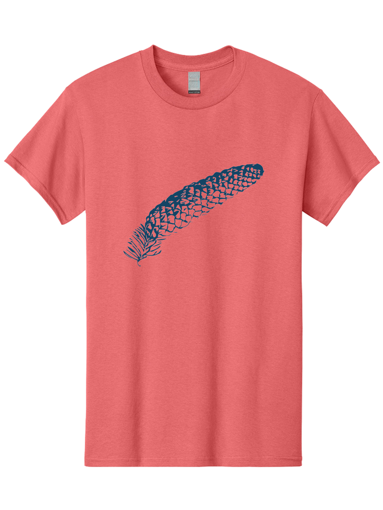 Pinecone Men'S Graphic Tee, 100% Cotton, Comfortable Casual Summer Wear, Machine Washable, Blue Feather Illustration, Intricate Scale Pattern, Bird Symbolism, Nature-Inspired Art, Abstract Design, Feather Texture, Artistic Expression, Aae581