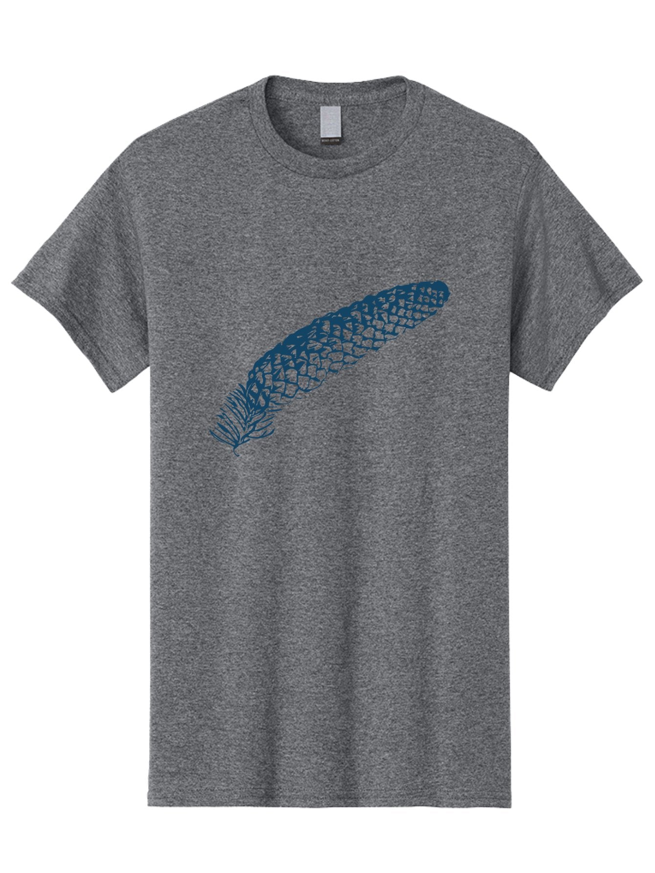 Pinecone Men'S Graphic Tee, 100% Cotton, Comfortable Casual Summer Wear, Machine Washable, Blue Feather Illustration, Intricate Scale Pattern, Bird Symbolism, Nature-Inspired Art, Abstract Design, Feather Texture, Artistic Expression, Aae581 5