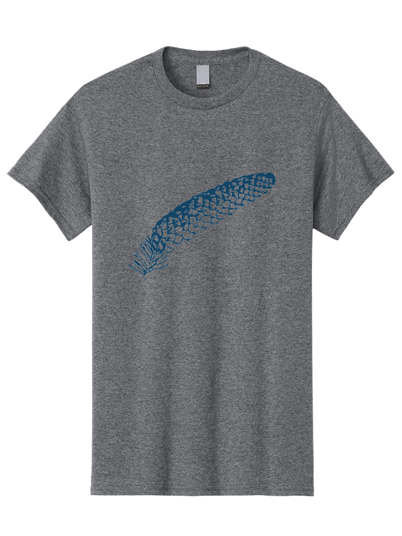Pinecone Men'S Graphic Tee, 100% Cotton, Comfortable Casual Summer Wear, Machine Washable, Blue Feather Illustration, Intricate Scale Pattern, Bird Symbolism, Nature-Inspired Art, Abstract Design, Feather Texture, Artistic Expression, Aae581 13