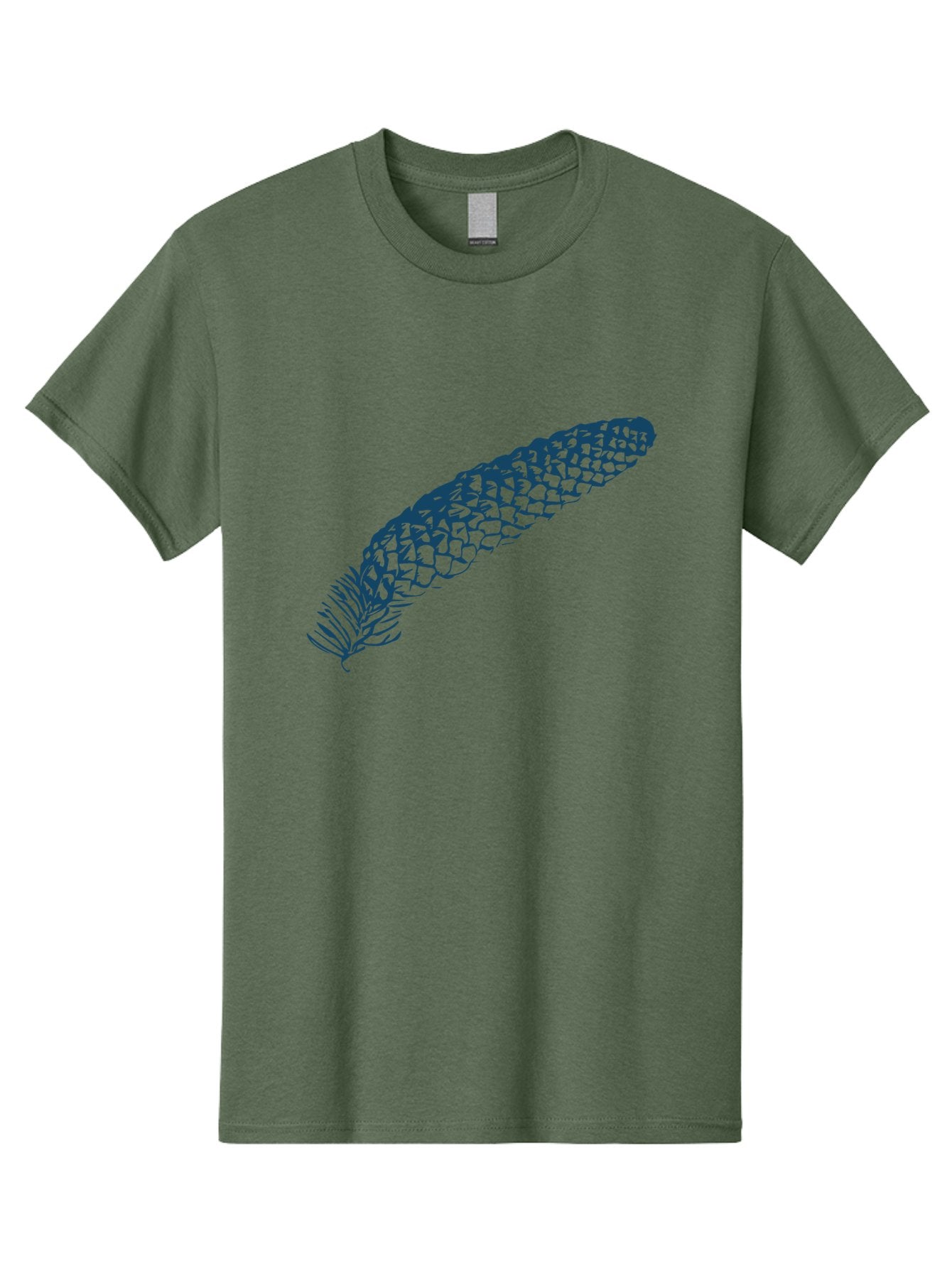 Pinecone Men'S Graphic Tee, 100% Cotton, Comfortable Casual Summer Wear, Machine Washable, Blue Feather Illustration, Intricate Scale Pattern, Bird Symbolism, Nature-Inspired Art, Abstract Design, Feather Texture, Artistic Expression, Aae581 3