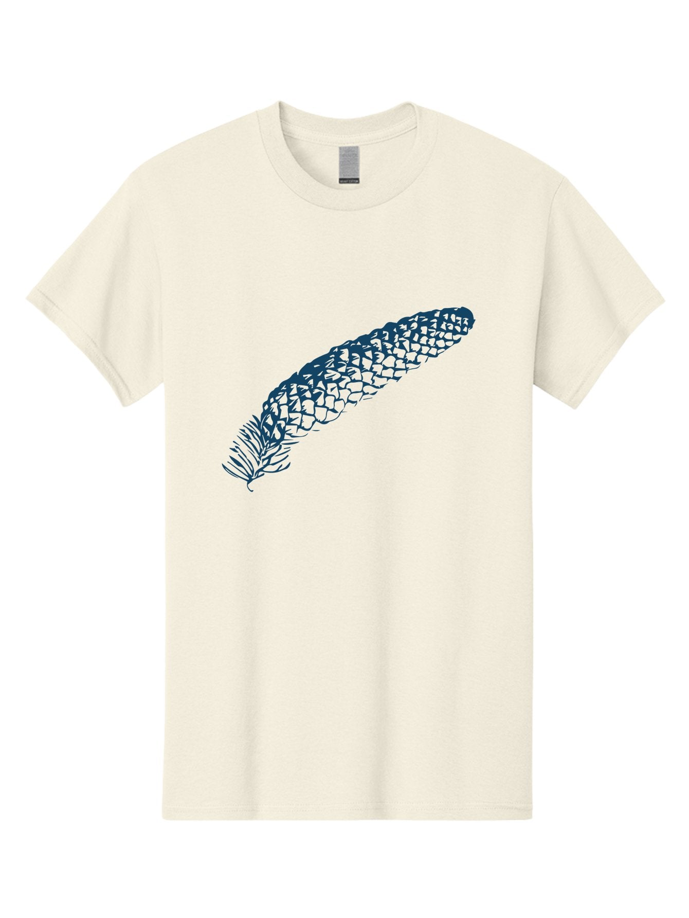 Pinecone Men'S Graphic Tee, 100% Cotton, Comfortable Casual Summer Wear, Machine Washable, Blue Feather Illustration, Intricate Scale Pattern, Bird Symbolism, Nature-Inspired Art, Abstract Design, Feather Texture, Artistic Expression, Aae581